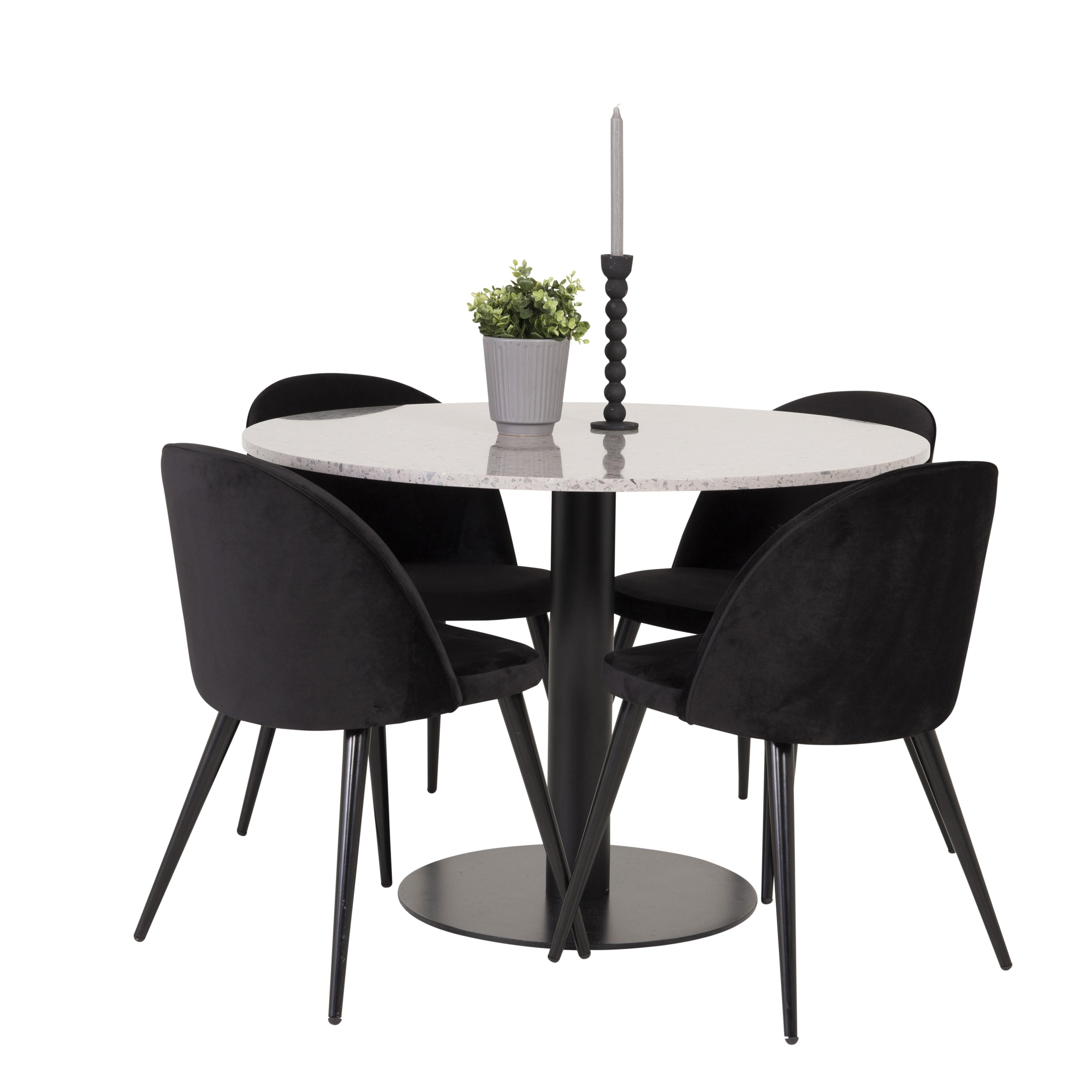 Spisegruppe Venture Home Roxanna Grå Bord med 4 Valentina Stoler Fløyel