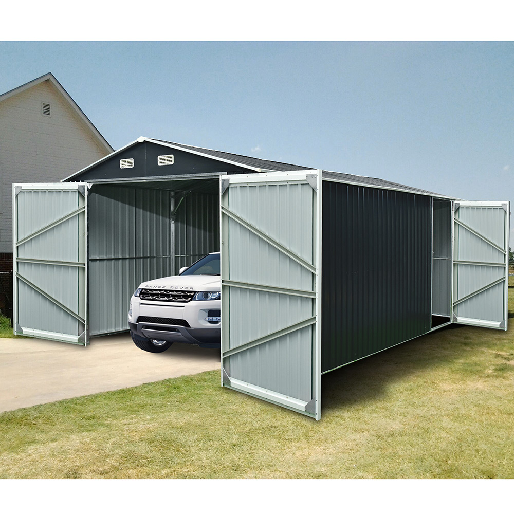 Garasje Metalcraft 18m² Antrasitt/Hvit