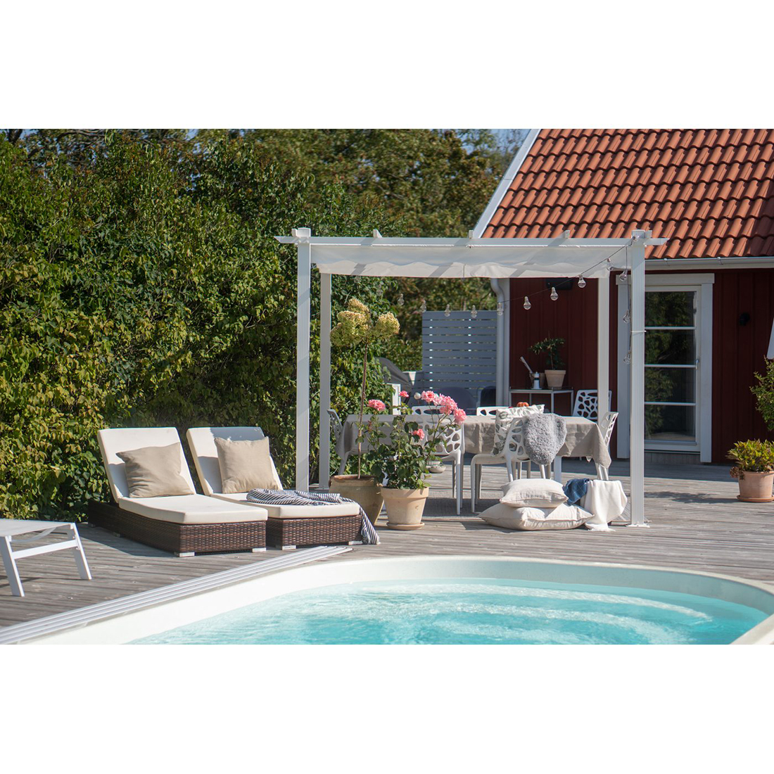 Pergola 3x3 m Vit Hvit/Hvit