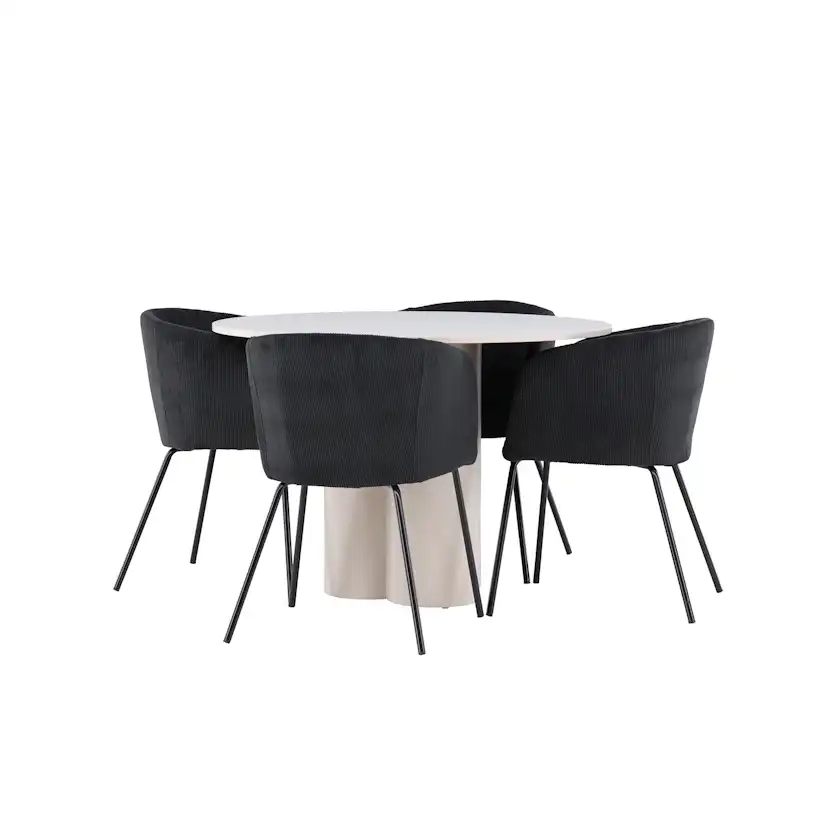 Spisegruppe Venture Home Olivia Ø110 med 4 stk Berit Stoler