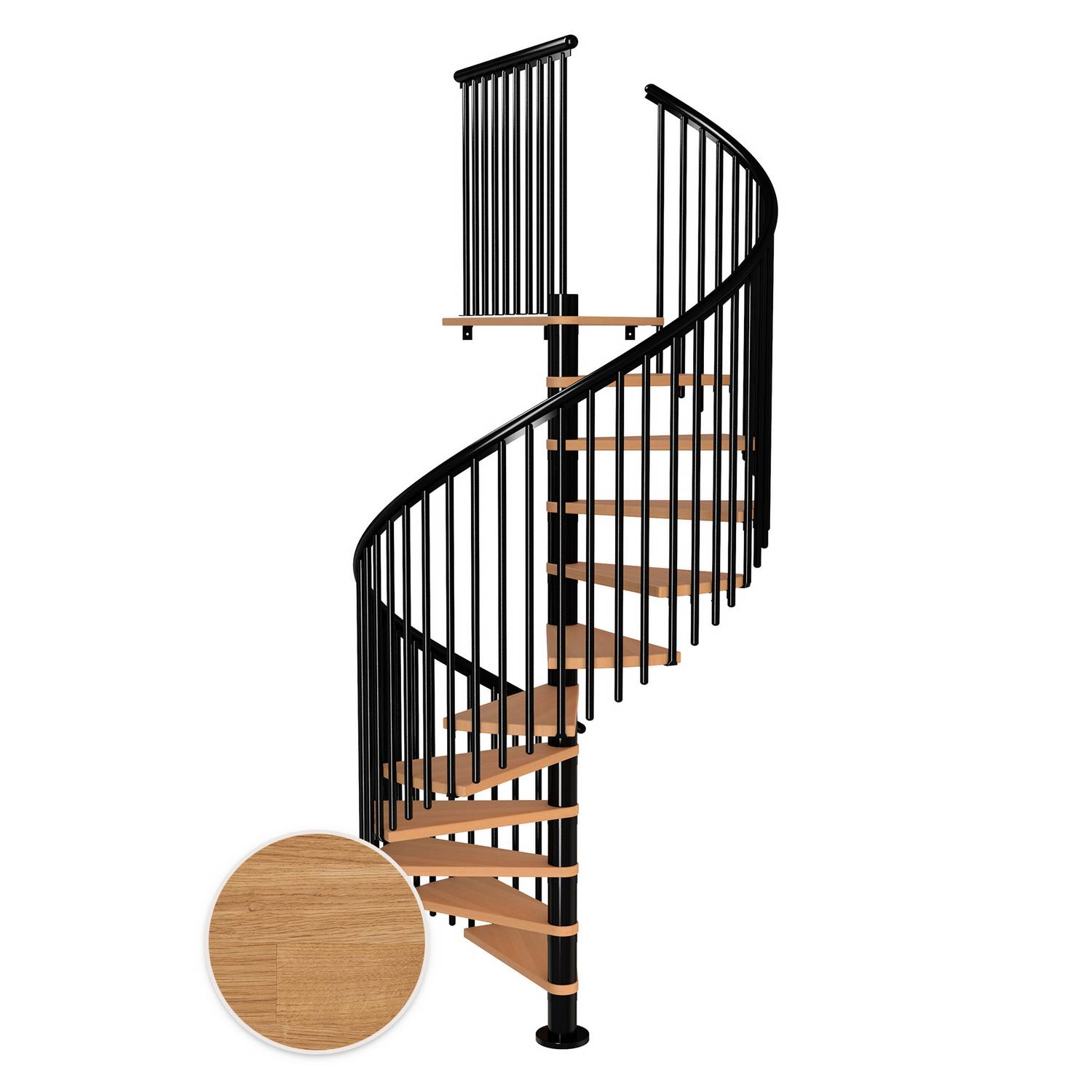 MONTREAL spiral ek oljad svart CLASSIC5 11T Ø160 Svart, Høyde gulv til gulv: 2500-2860 mm, 11+1 trinn