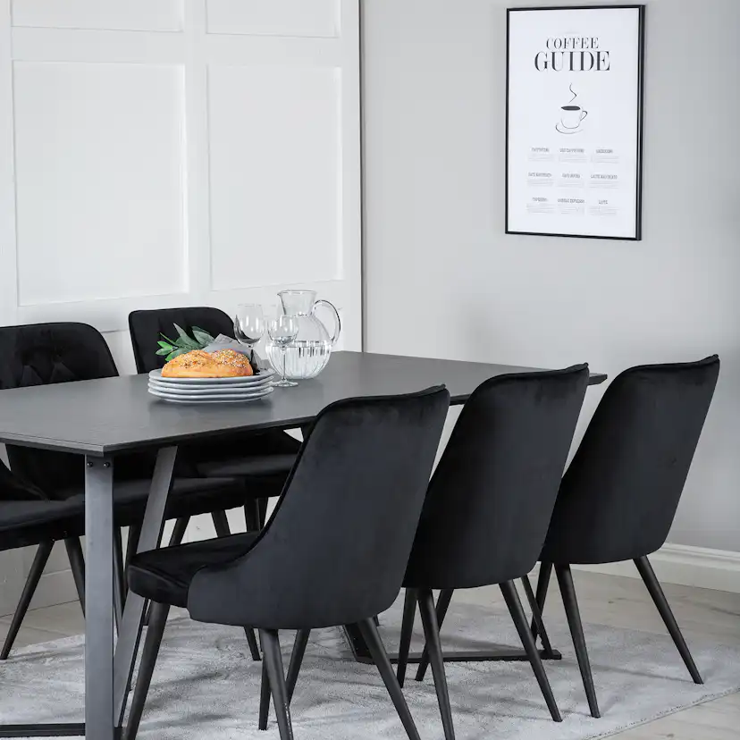 Spisegruppe Venture Home Madde med 6 Vera Stoler Fløyel