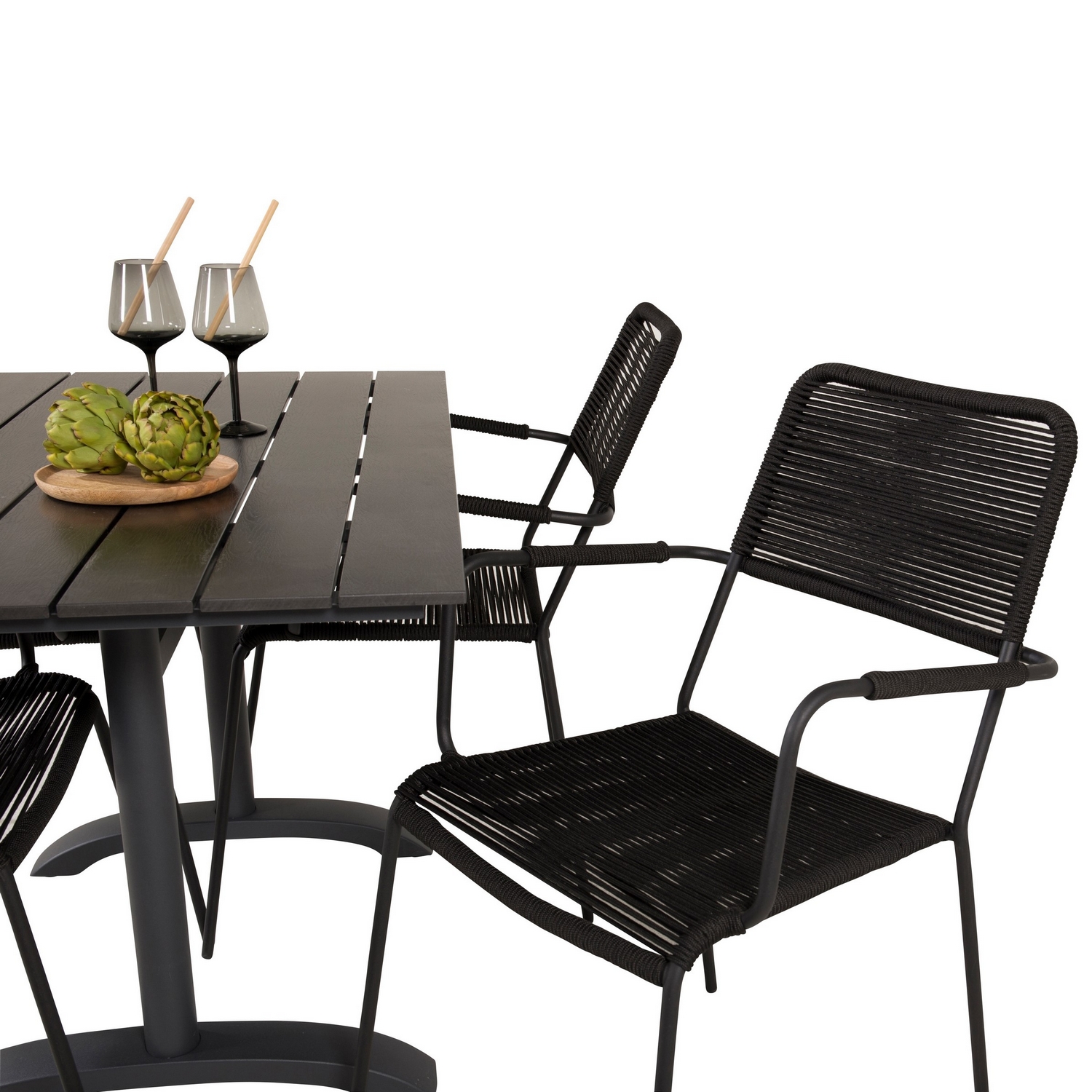 Cafégruppe Venture Home Denzel med 4 Leon Lenestoler