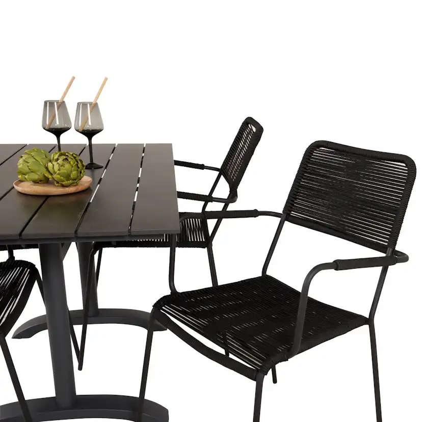 Cafégruppe Venture Home Denzel med 4 Leon Lenestoler