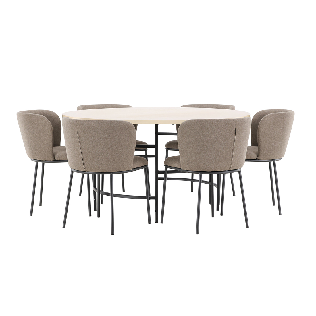 Spisegruppe Venture Home Copenhagen Ø140 cm med 6st Edina Spisestoler