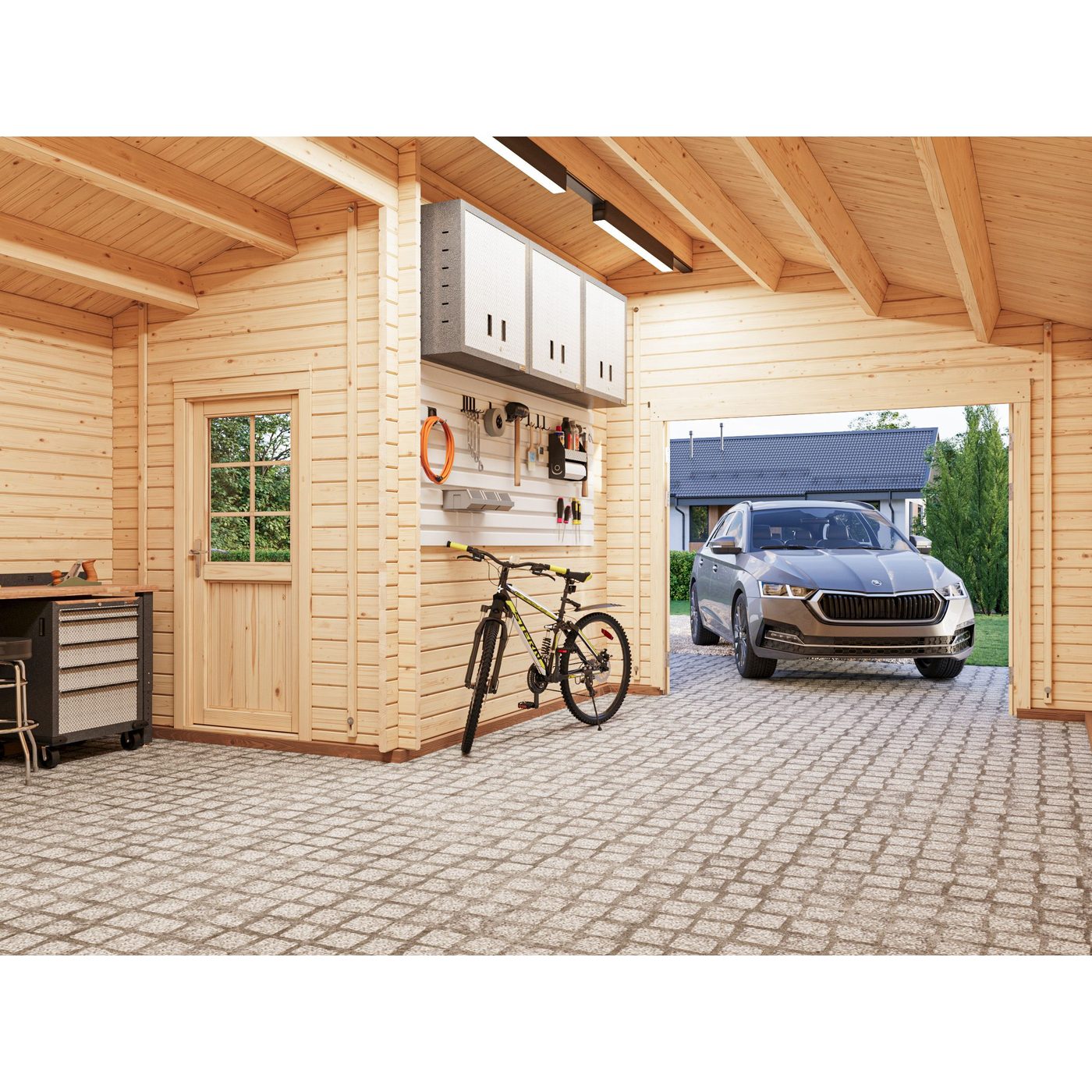 Roger 21,9+5,2 m2 w/ wooden gate Ubehandlet tre
