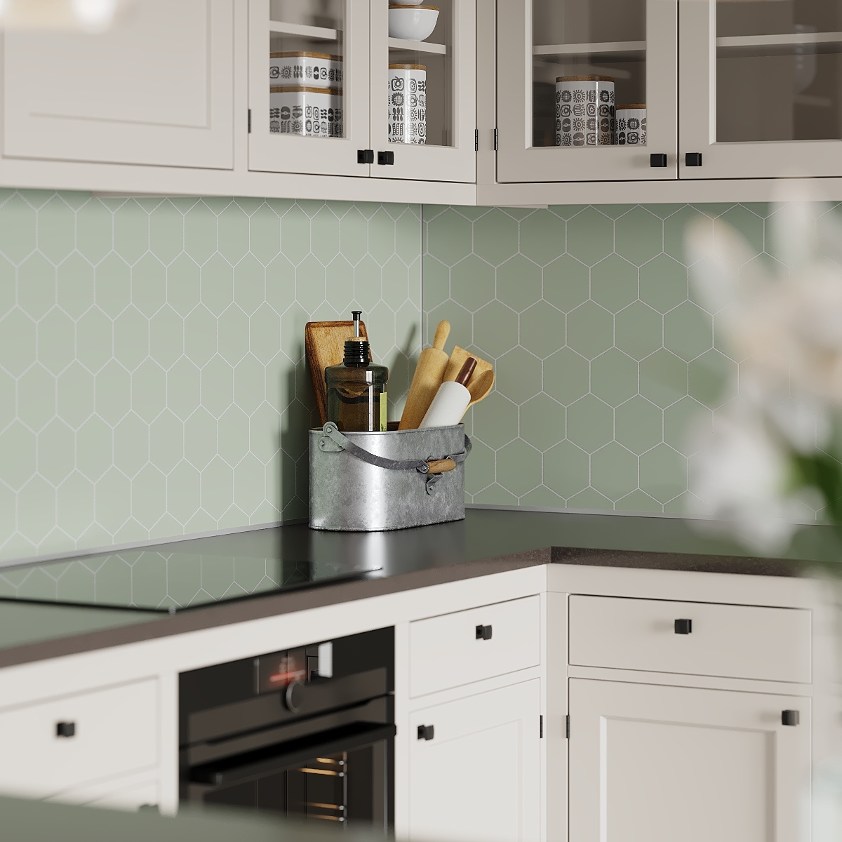 Kitchen Board Fibo 5206-KM71 EM Olive Green Hexagon