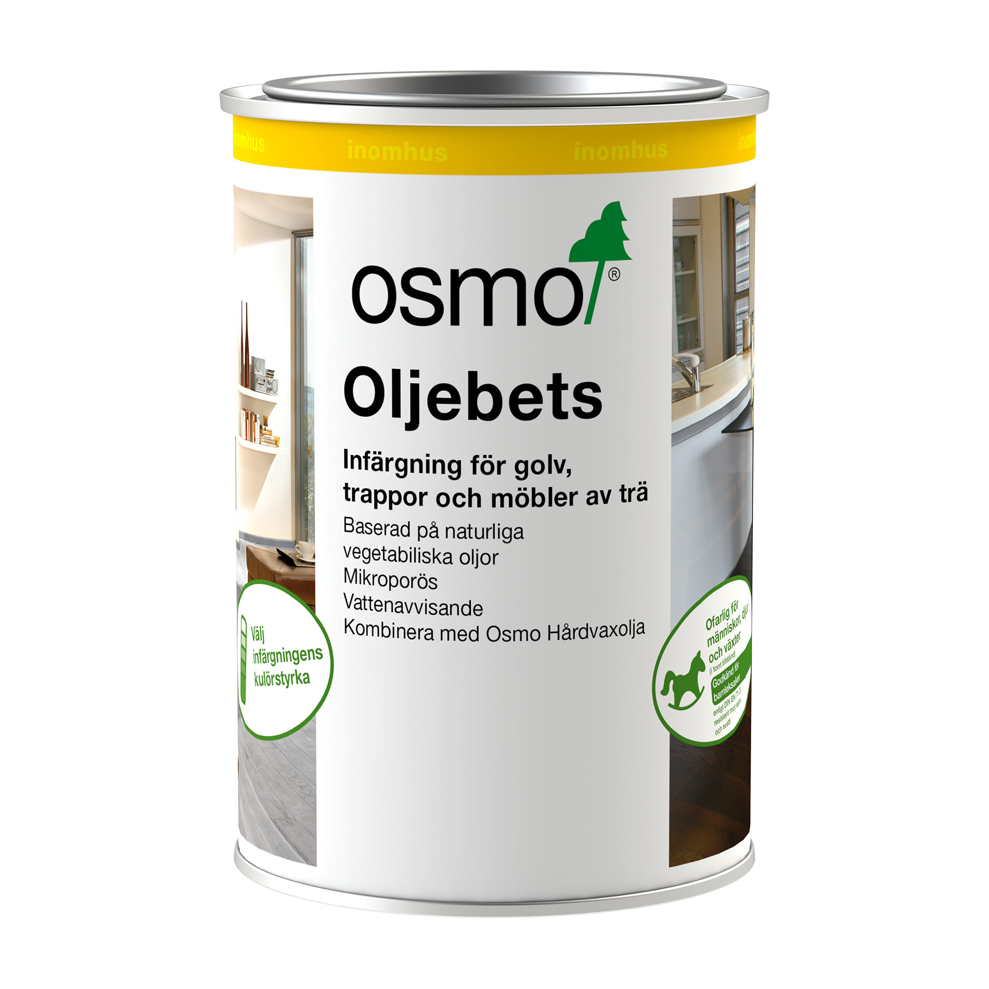 Oljebets Osmo För Infärgning av Trägolv & Möbler, Vit 1L