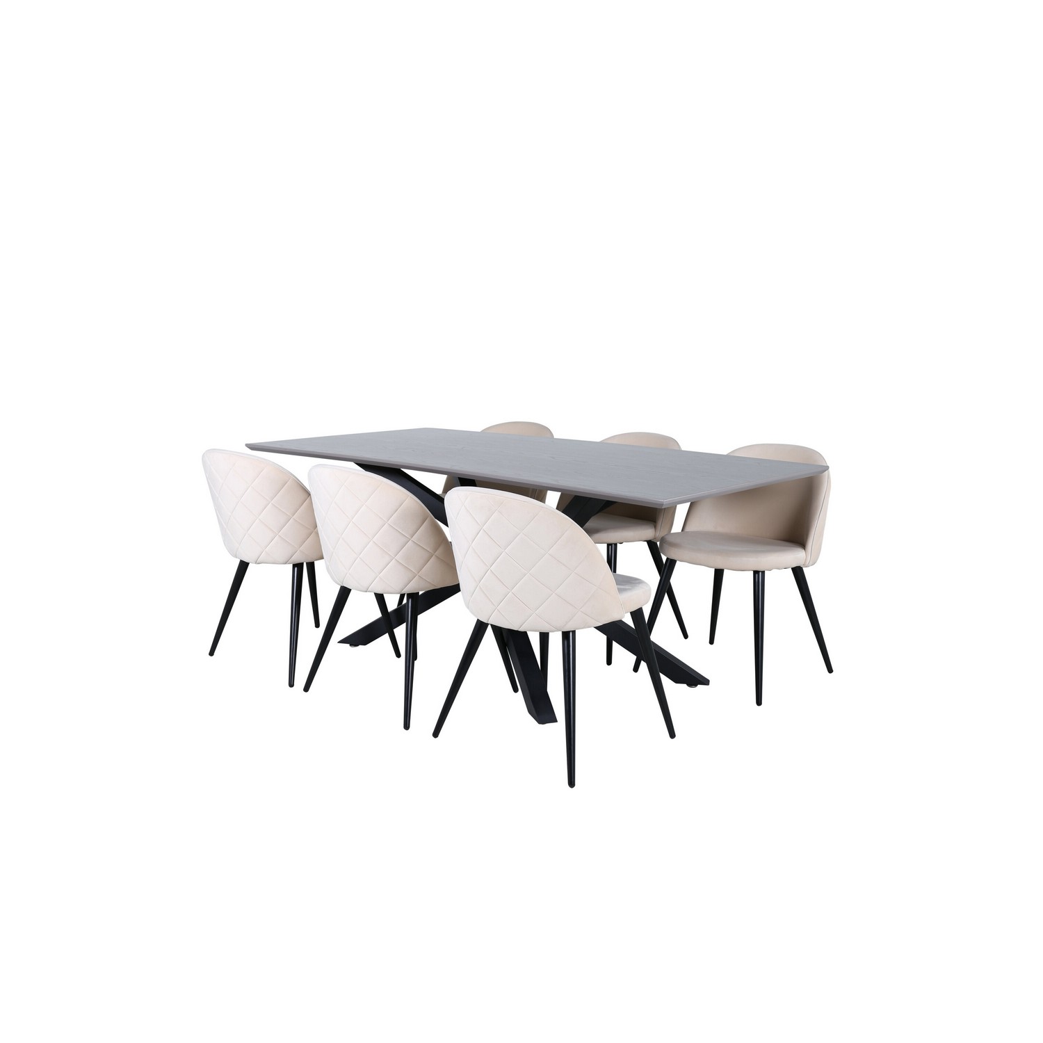 Spisegruppe Venture Home med Piata Spisebord og 6 Valentina Stitcthes Spisestoler