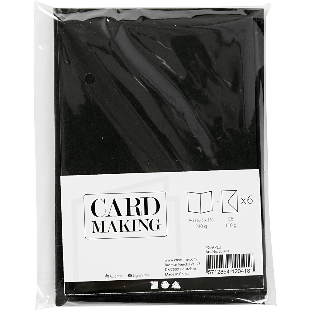 Kort Creativ Company og Konvolutt Kort str 10,5x15 cm Konvolutt str 11,5x16,5 cm 6 stk 1 Pk