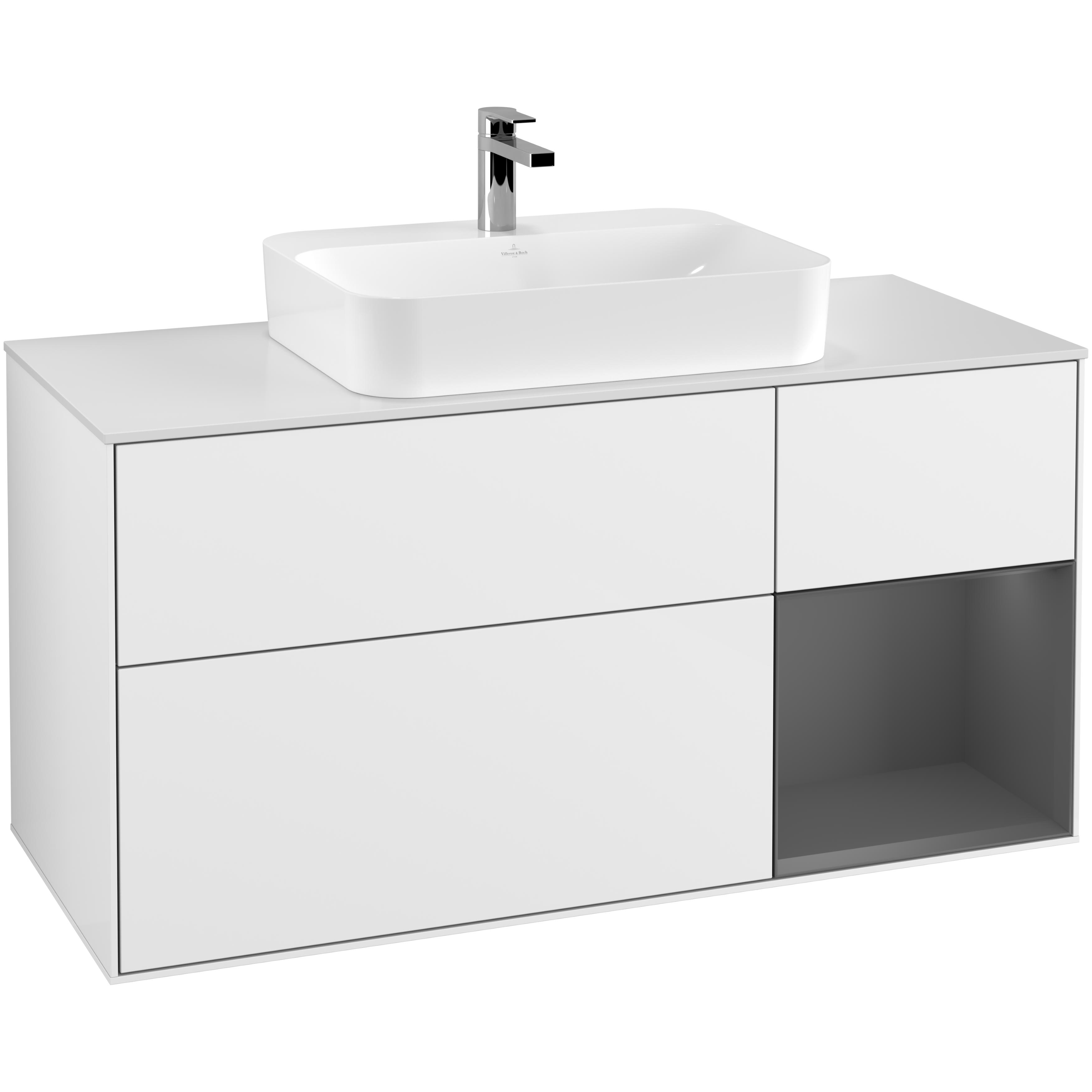 Tvättställsskåp Villeroy & Boch Finion med 3 Lådor Hylla och Bänkskiva för Ytmonterat Tvättställ | badrum - badrumsmobler - tvattstallsskap-och-kommod | KakelKungen