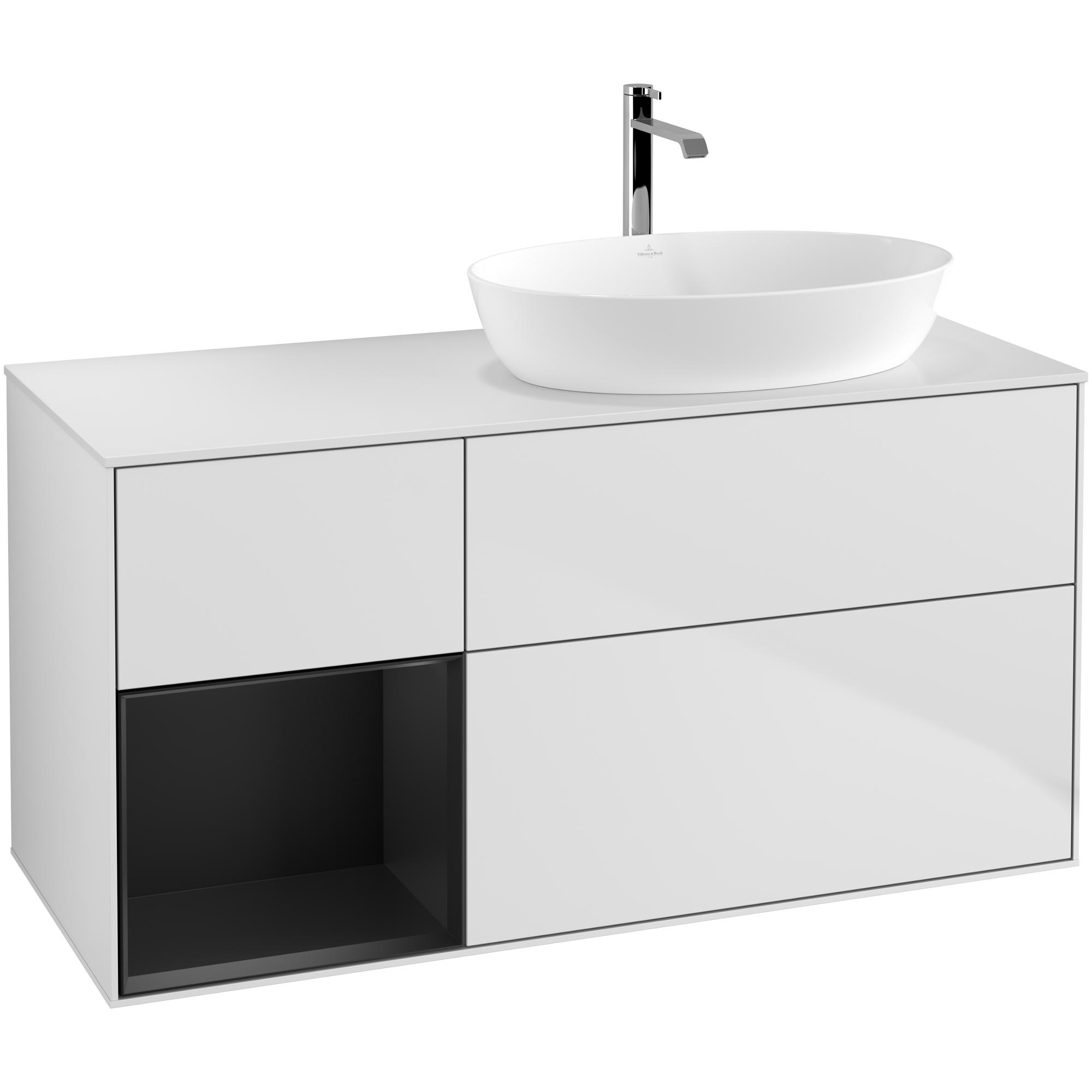 Tvättställsskåp Villeroy & Boch Finion med 3 Lådor Hylla och Bänkskiva för Ocentrerat Tvättställ från Artis & Collaro | badrum - badrumsmobler - tvattstallsskap-och-kommod | KakelKungen