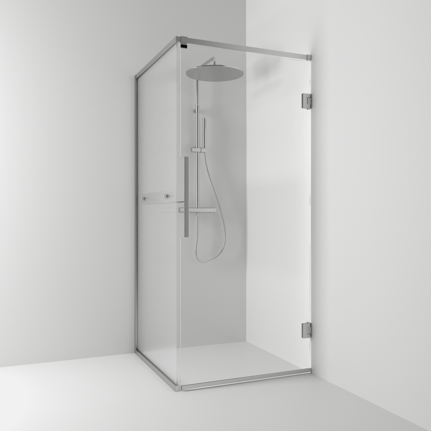 Duschhörn Svedbergs Langfoss Kombi 200 med Linjeglas och Hylla