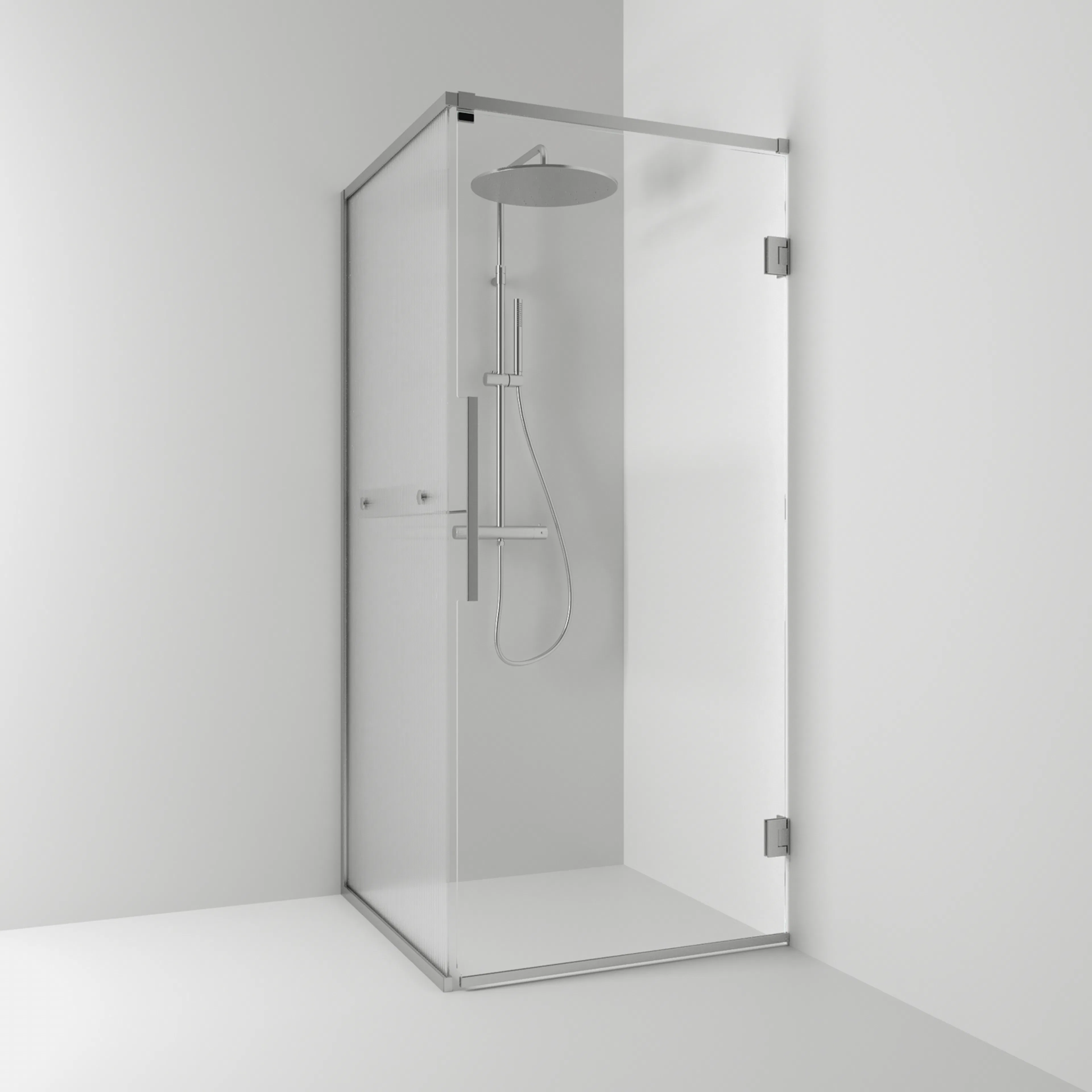 Duschhörna Svedbergs Langfoss Rak/Fast BxDxH: 900 x 820 x 2000 mm, Profil: Alu matt, Linjeglas