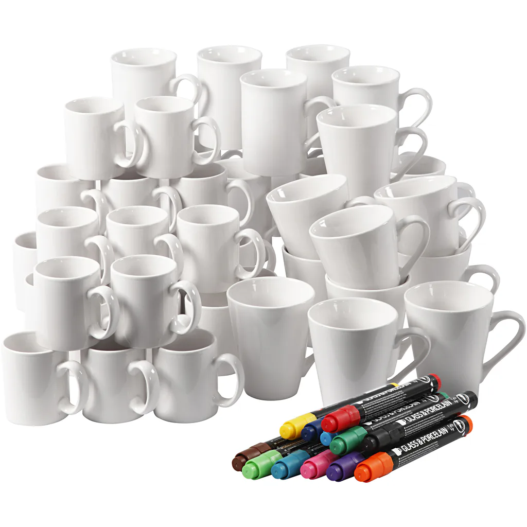 Materiellsett Creativ Company Dekorere krus hvit 1 sett
