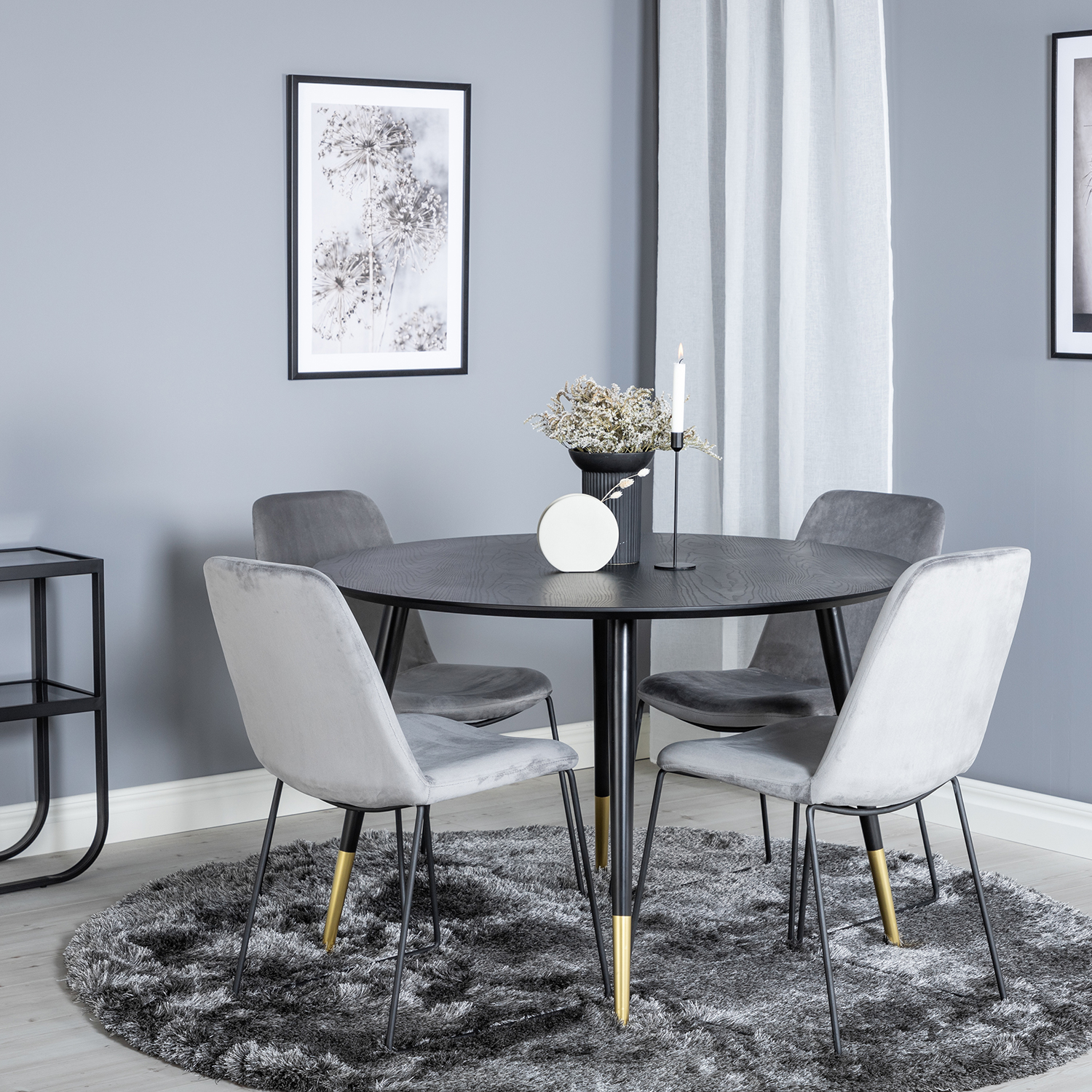 Spisegruppe Venture Home Dipp Ø115 cm med 4 Muce Stoler