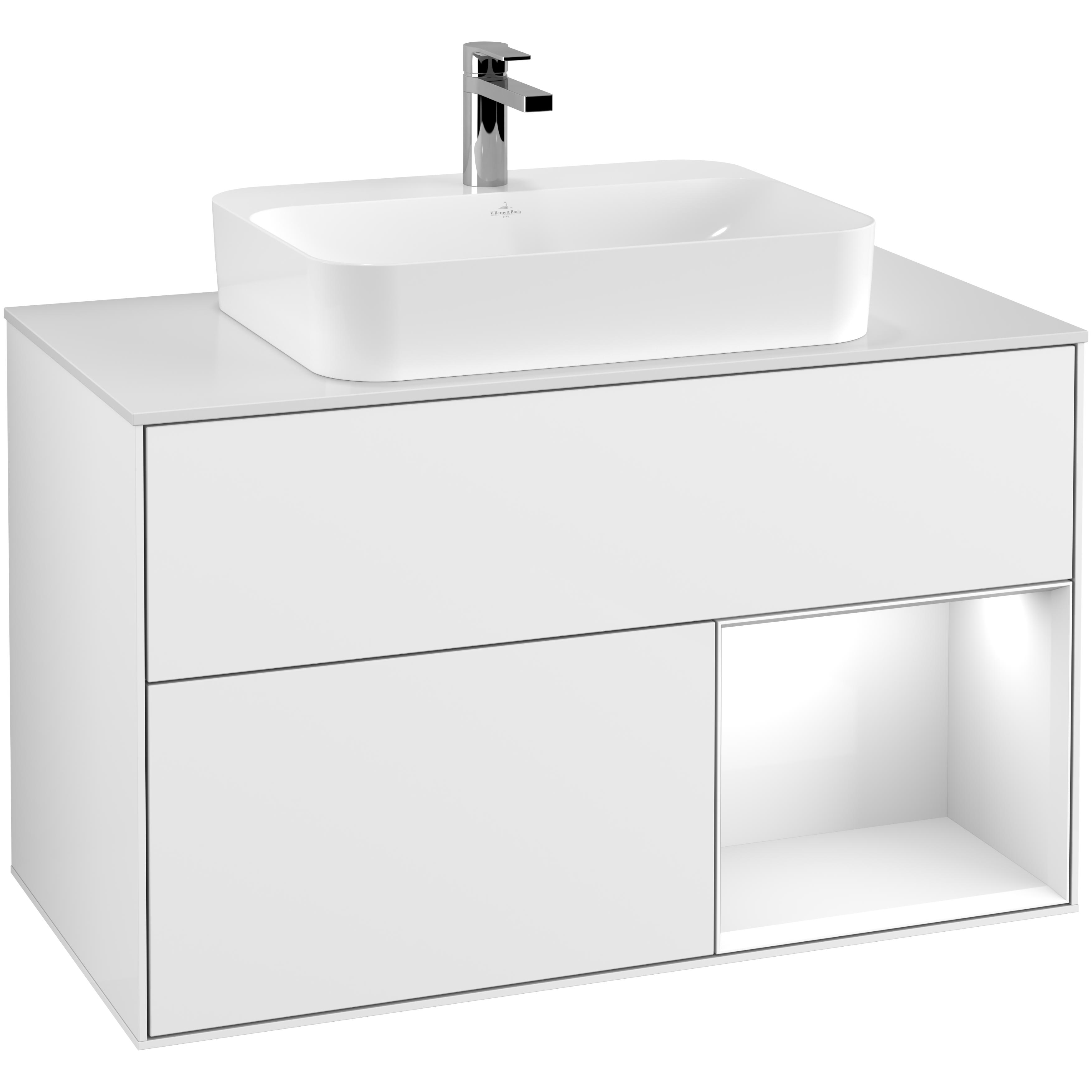 Tvättställsskåp Villeroy & Boch Finion med 2 Lådor Hylla och Bänkskiva för Ytmonterat Tvättställ | badrum - badrumsmobler - tvattstallsskap-och-kommod | KakelKungen