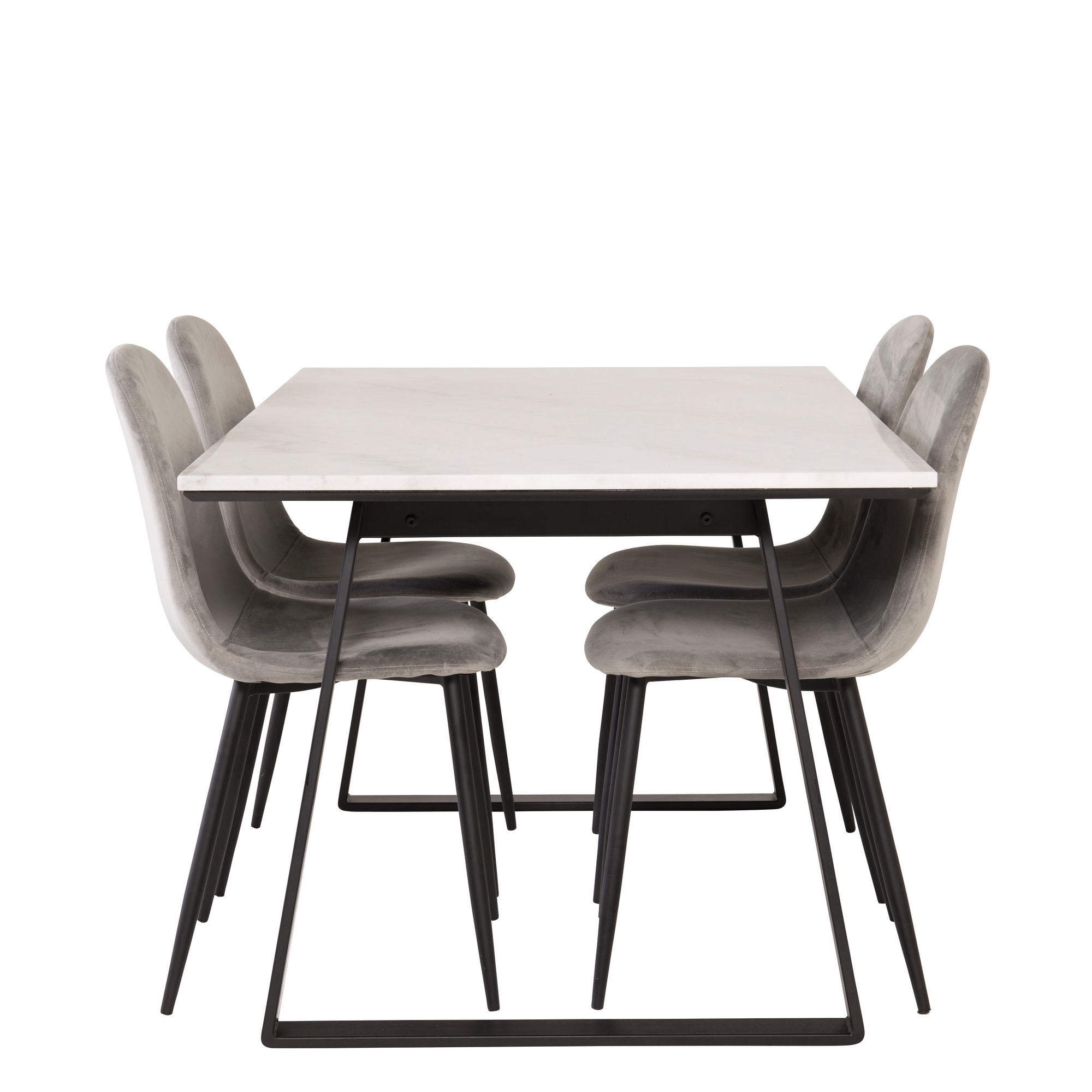 Spisegruppe Venture Home Estelle 140 med 4 Pobbie Stoler Fløyel