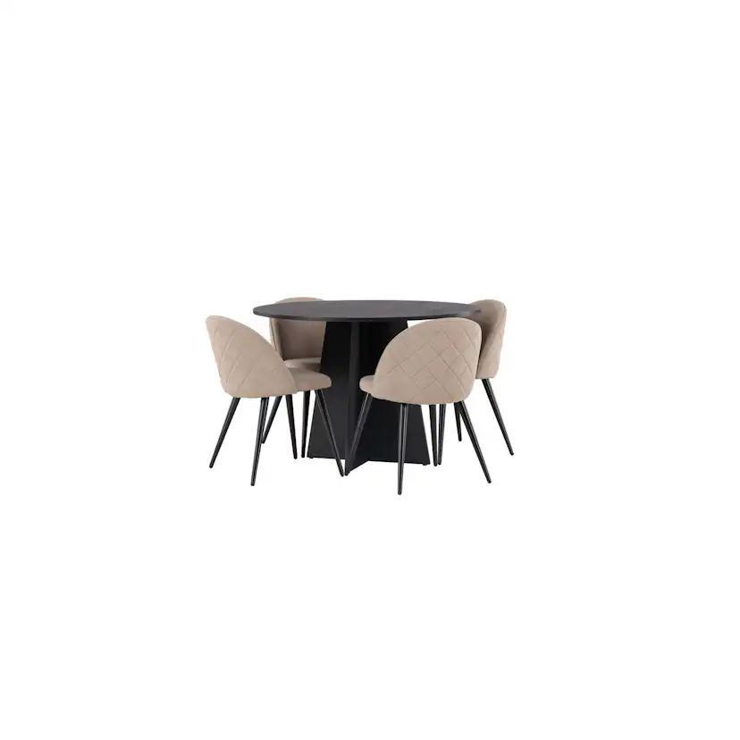 Spisegruppe Venture Home Bootcut Ø110 cm med 4 Velvet Stoler