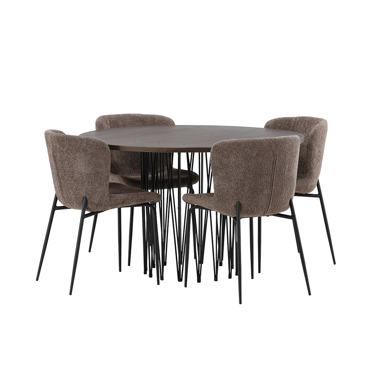 Spisegruppe Venture Home Stone Rund med 4 Modesto Stoler