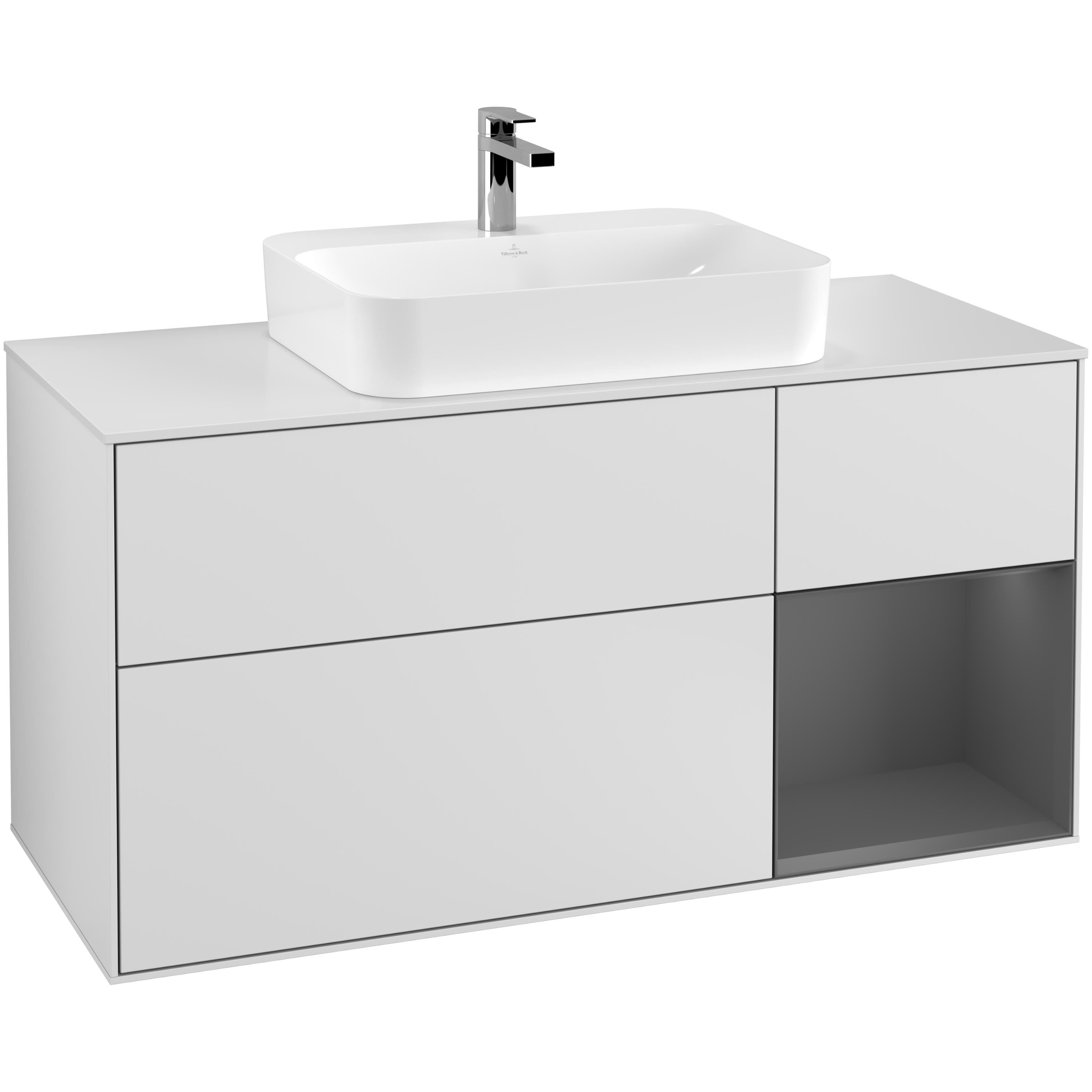 Tvättställsskåp Villeroy & Boch Finion med 3 Lådor Hylla och Bänkskiva för Ytmonterat Tvättställ | badrum - badrumsmobler - tvattstallsskap-och-kommod | KakelKungen