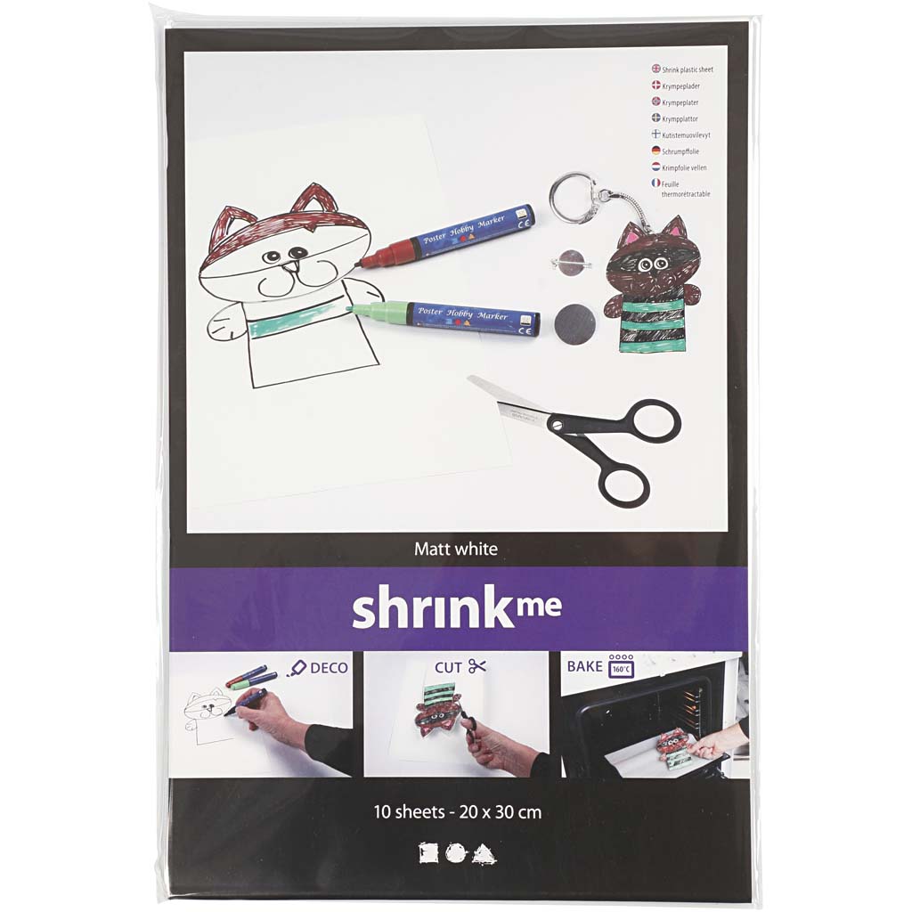 Krympeplast Creativ Company 20x30 cm Matt hvit 10 ark/1 Pk