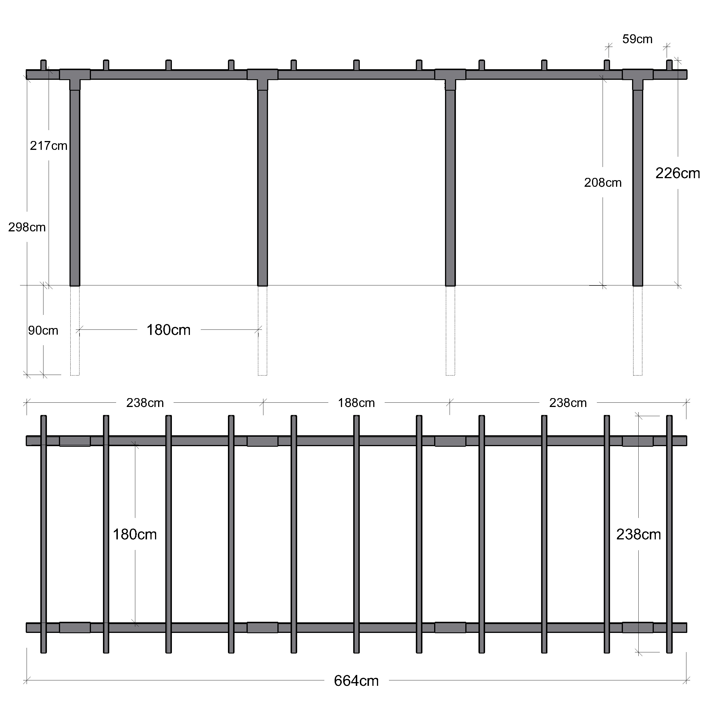 Pergola PLUS Cubic Dobbel 3 Moduler
