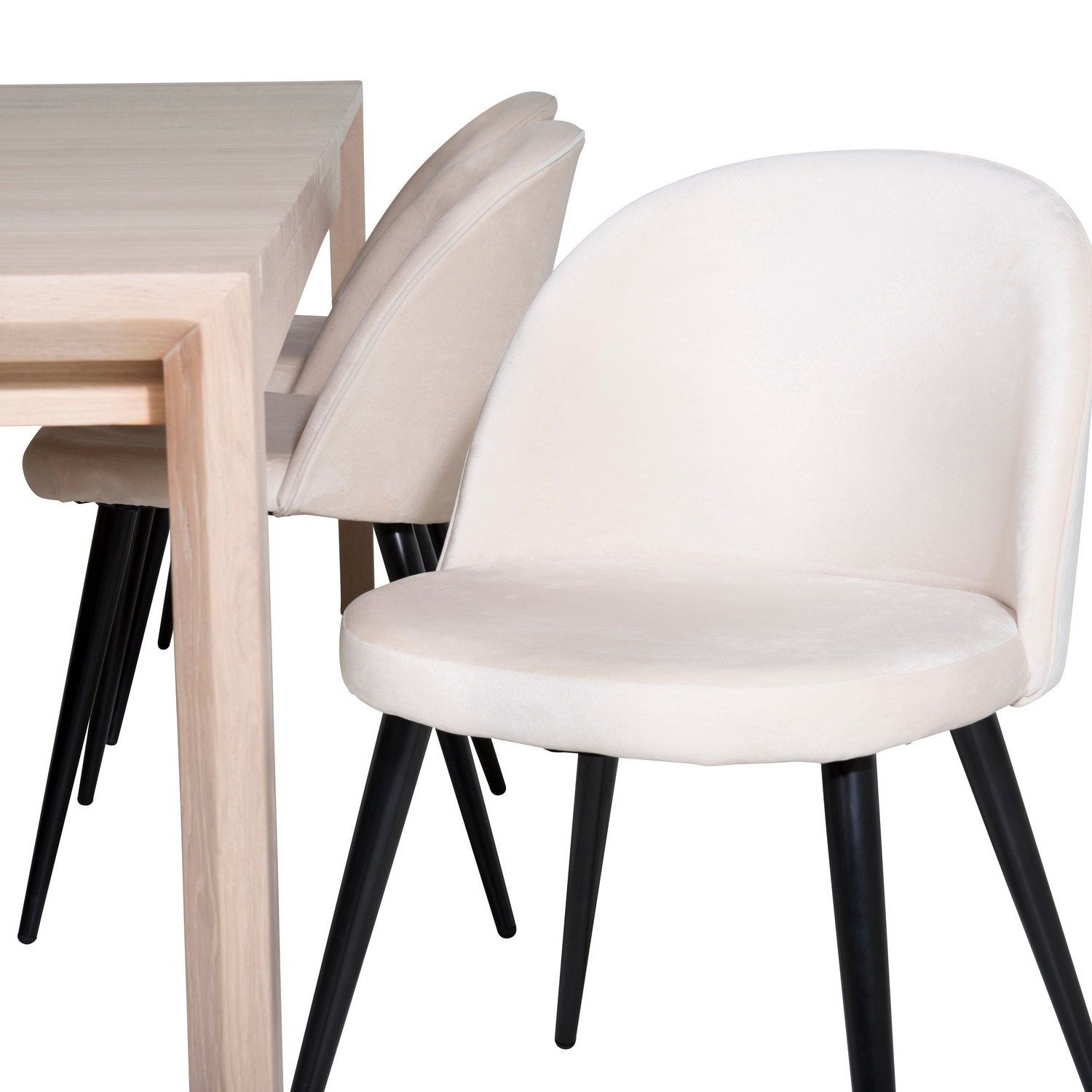 Slider Extention Table - White Wash+ Dining Chair - Beige Lyse Eik/Beige