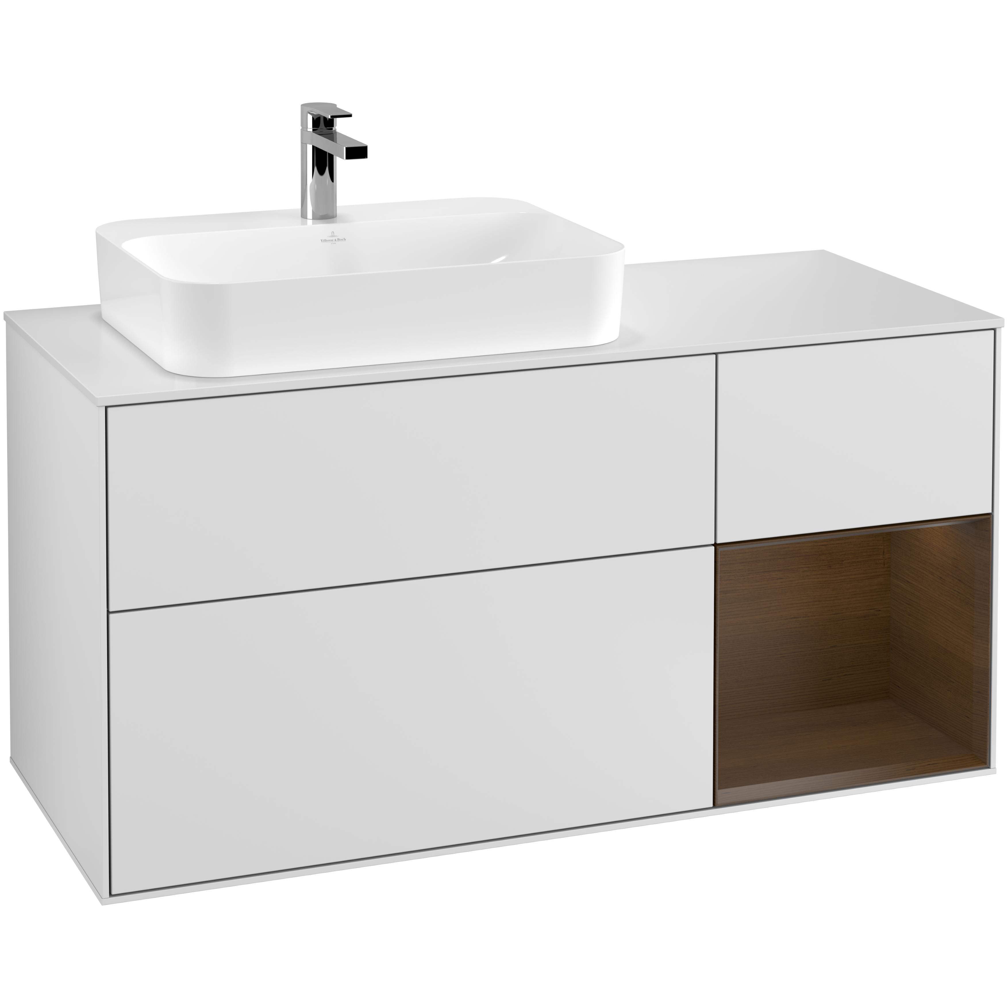 Tv&auml;ttst&auml;llssk&aring;p Villeroy & Boch Finion med 3 L&aring;dor Hylla och B&auml;nkskiva f&ouml;r Ocentrerat Ytmonterat Tv&auml;ttst&auml;ll
