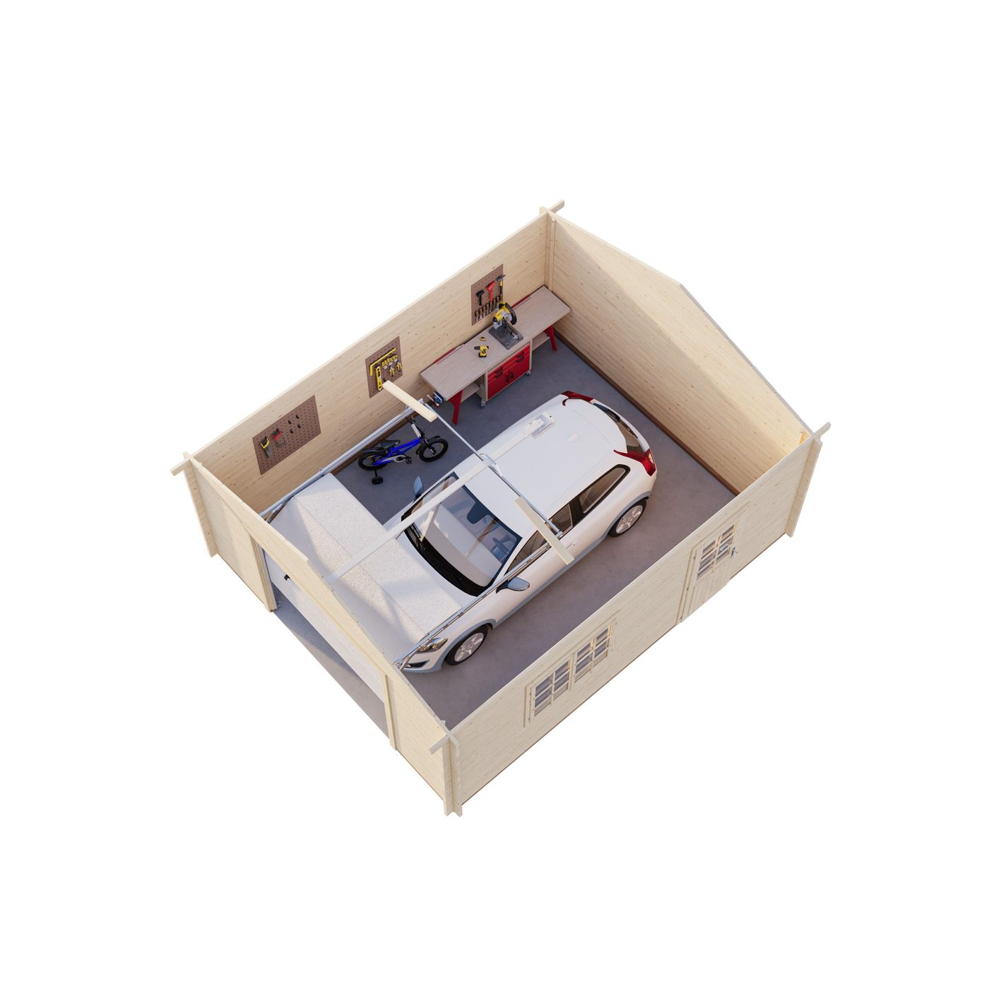 Garage Roger 23,9 m2 med Takskjutport Ubehandlet tre