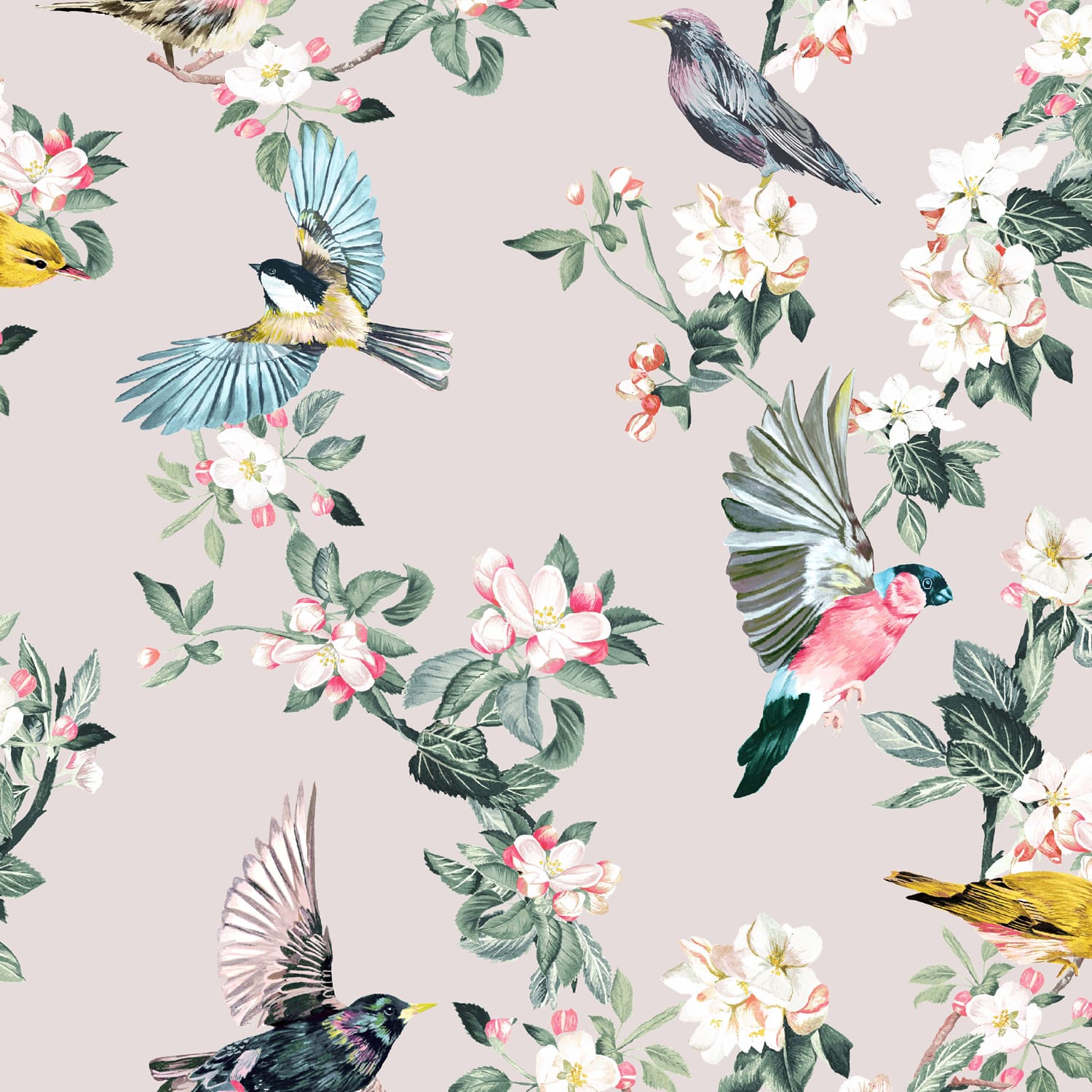 Tapet Joules Handford Garden Birds Antique Cr&egrave;me