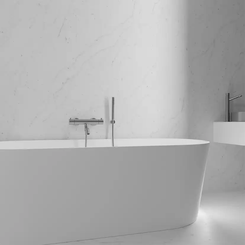 Badekarbatteri Scandtap Steel Pleasure 4 med Hånddusj