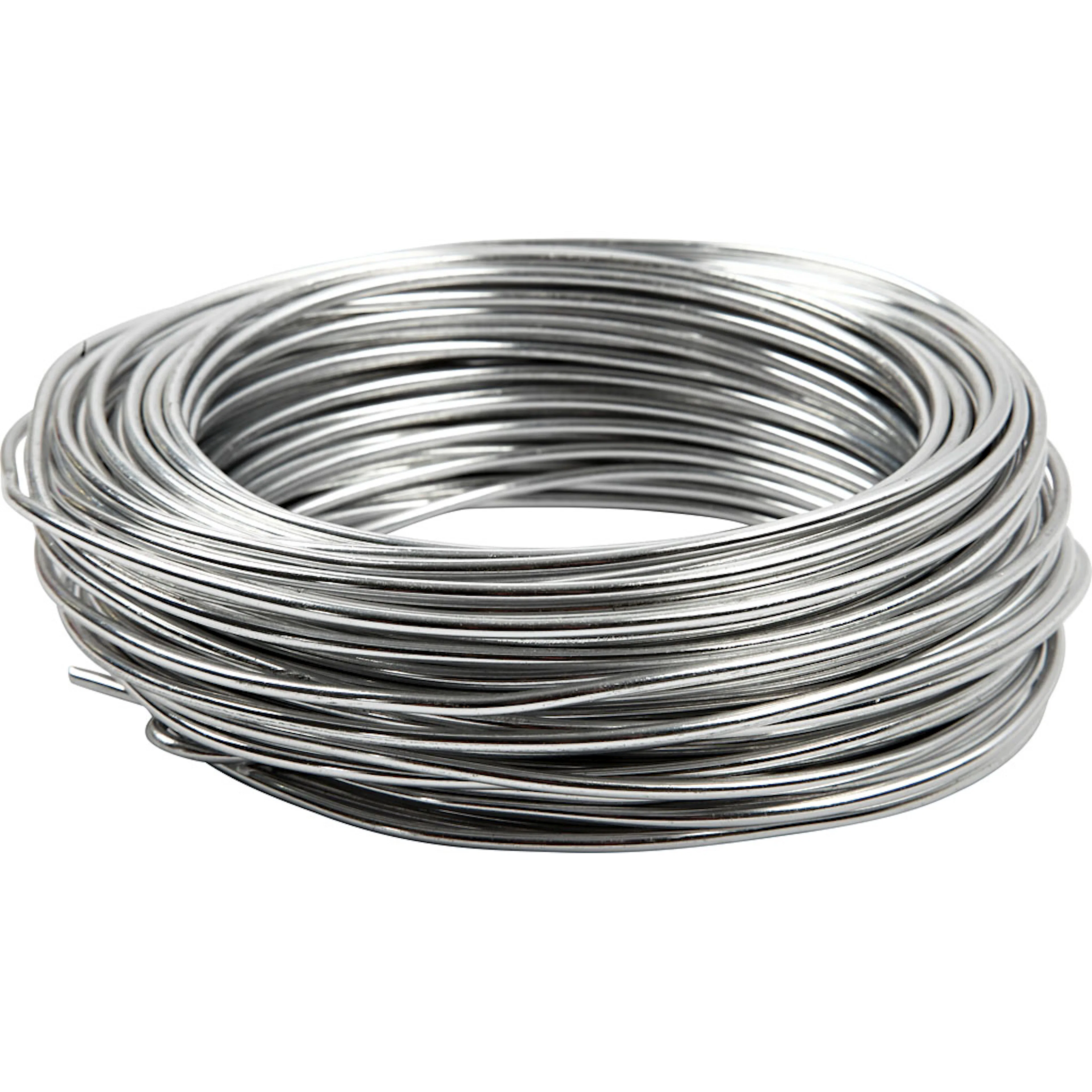 Aluminiumtråd, silver, rund, tjocklek 3 mm, 29 m/ 1 rl. Sølv, Lengde: 29 m