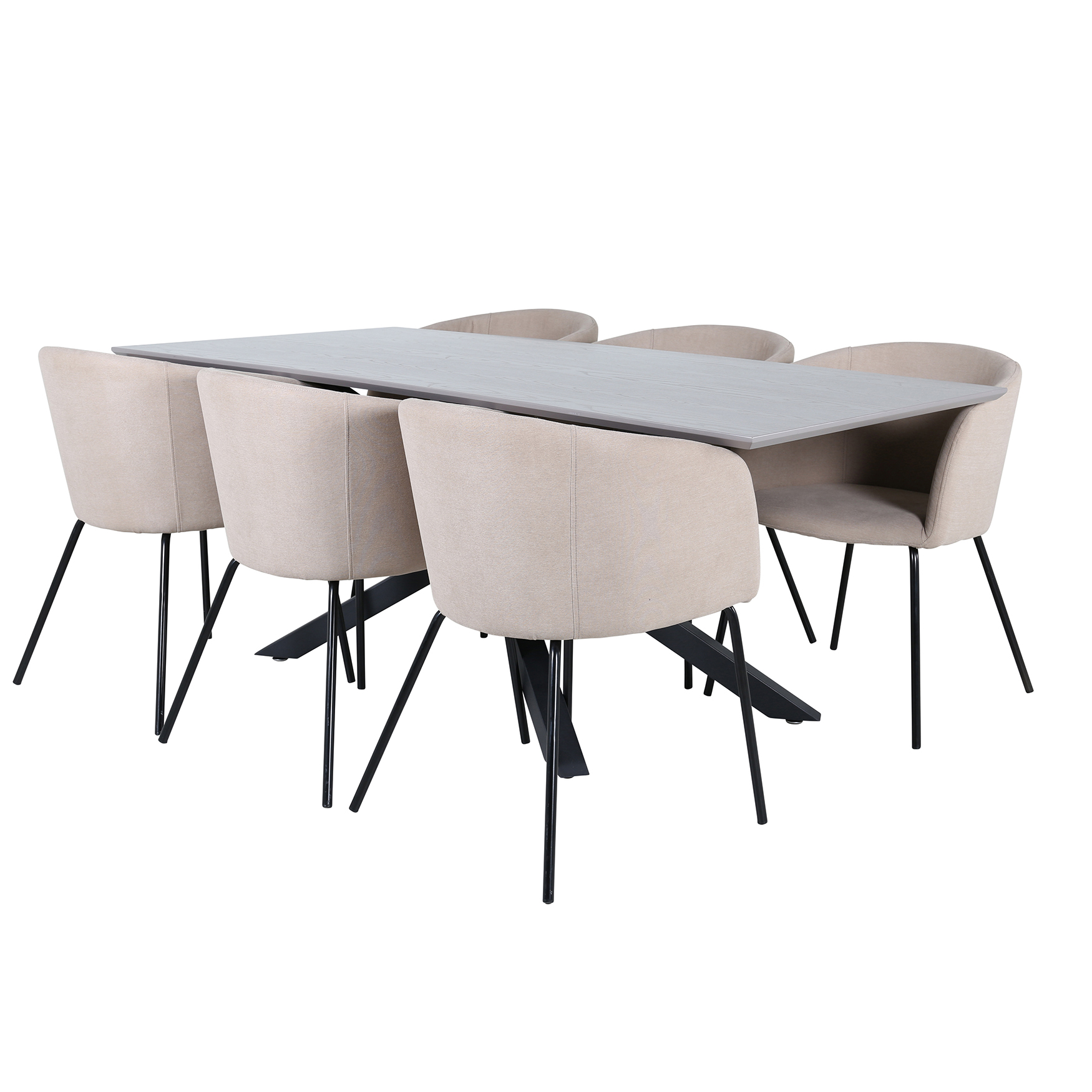 Spisegruppe Venture Home med Piata Spisebord og 6 Bergen Spisestoler