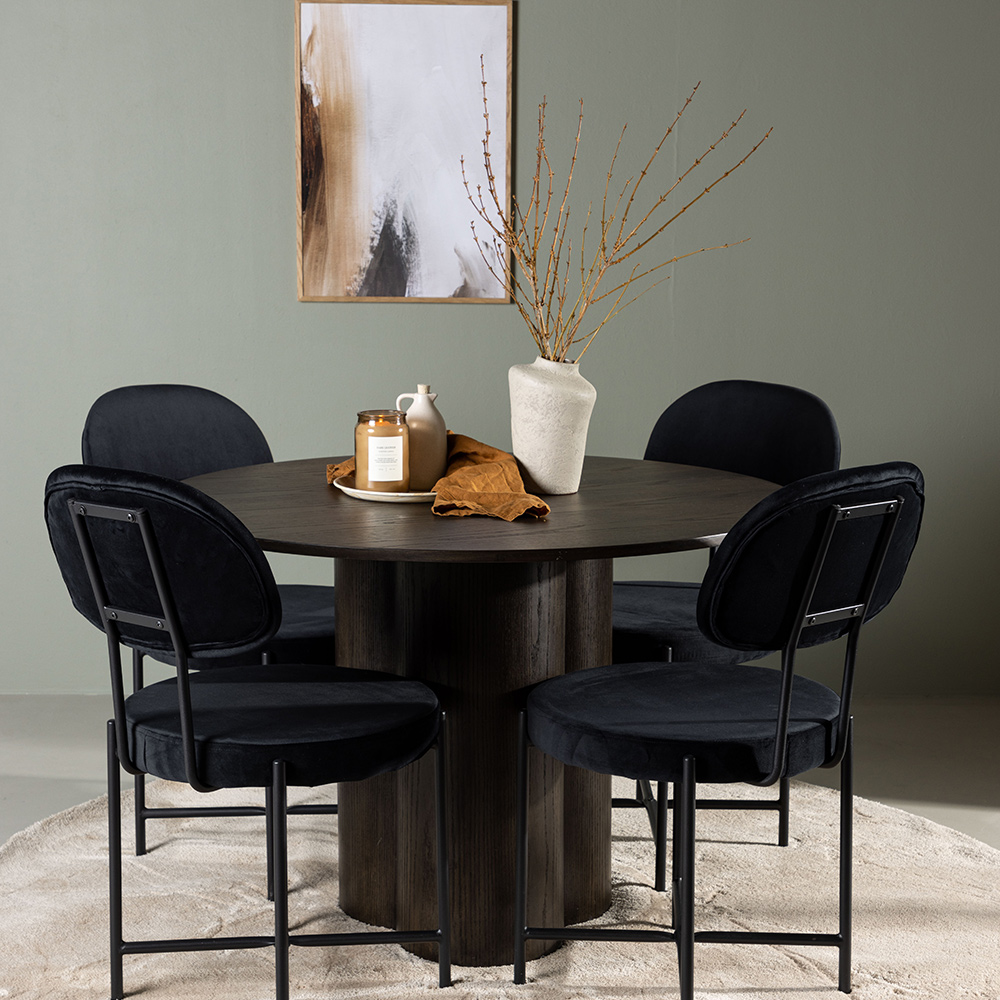 Spisegruppe Venture Home Olivia Ø110 cm med 4 stk Stella Stoler