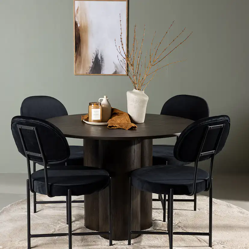 Spisegruppe Venture Home Olivia Ø110 cm med 4 stk Stella Stoler