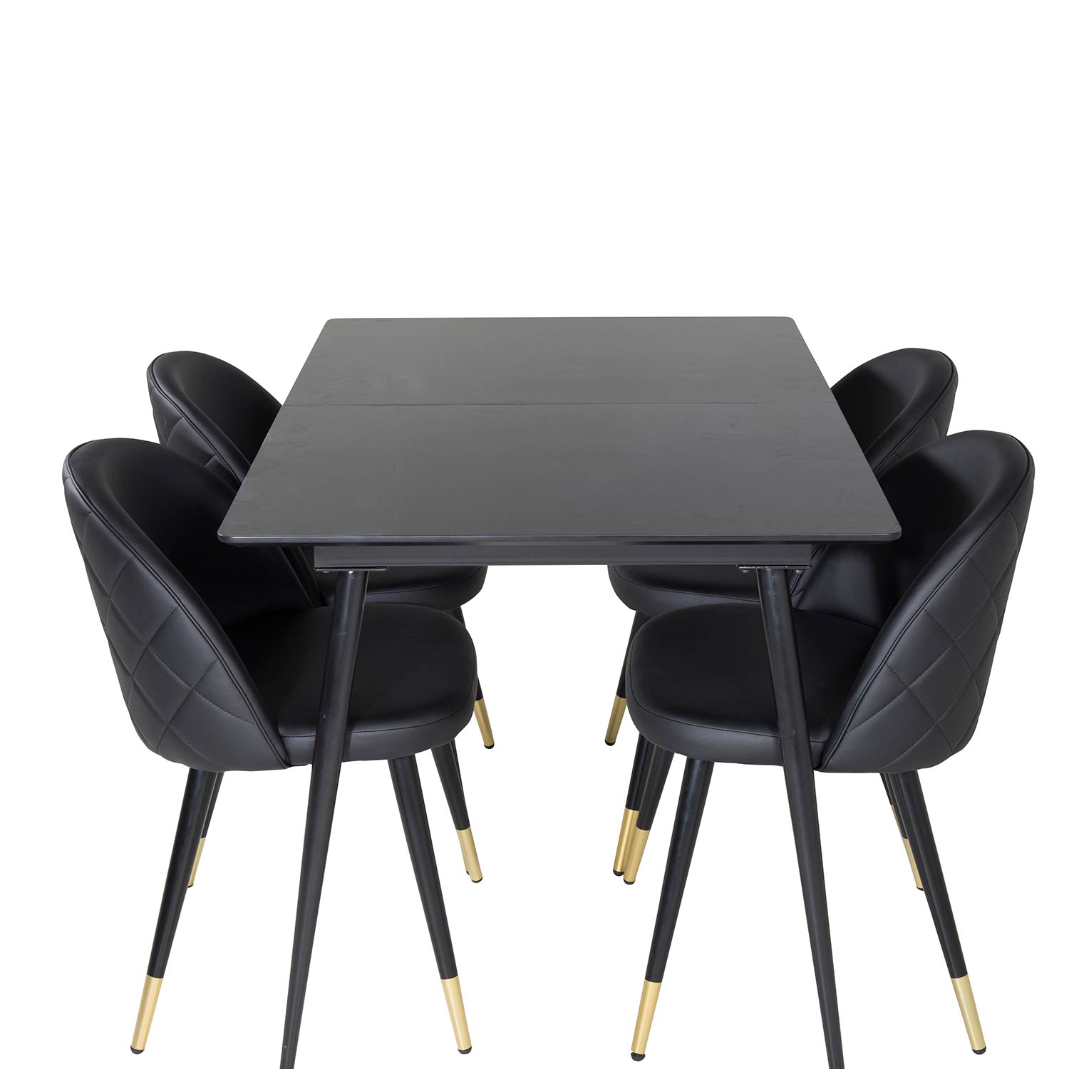 Spisegruppe Venture Home Silvia med Innleggsplate og 4 Valentina Stoler Kunstlær