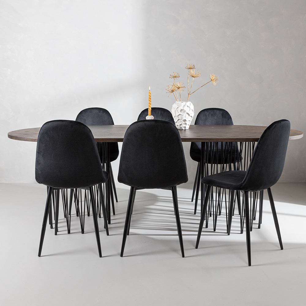 Spisegruppe Venture Home Stone med 6 Polar Stoler Fløyel
