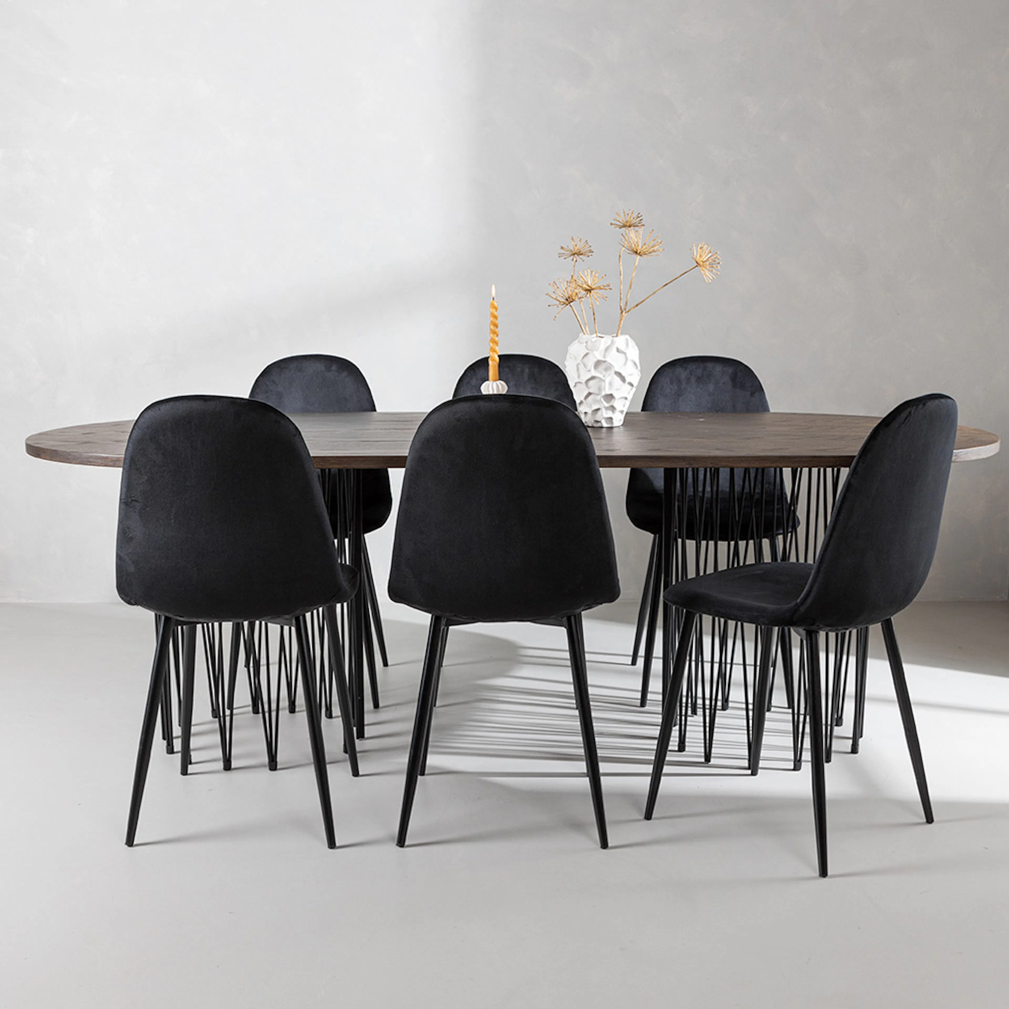 Spisegruppe Venture Home Stone med 6 Polar Stoler Fløyel