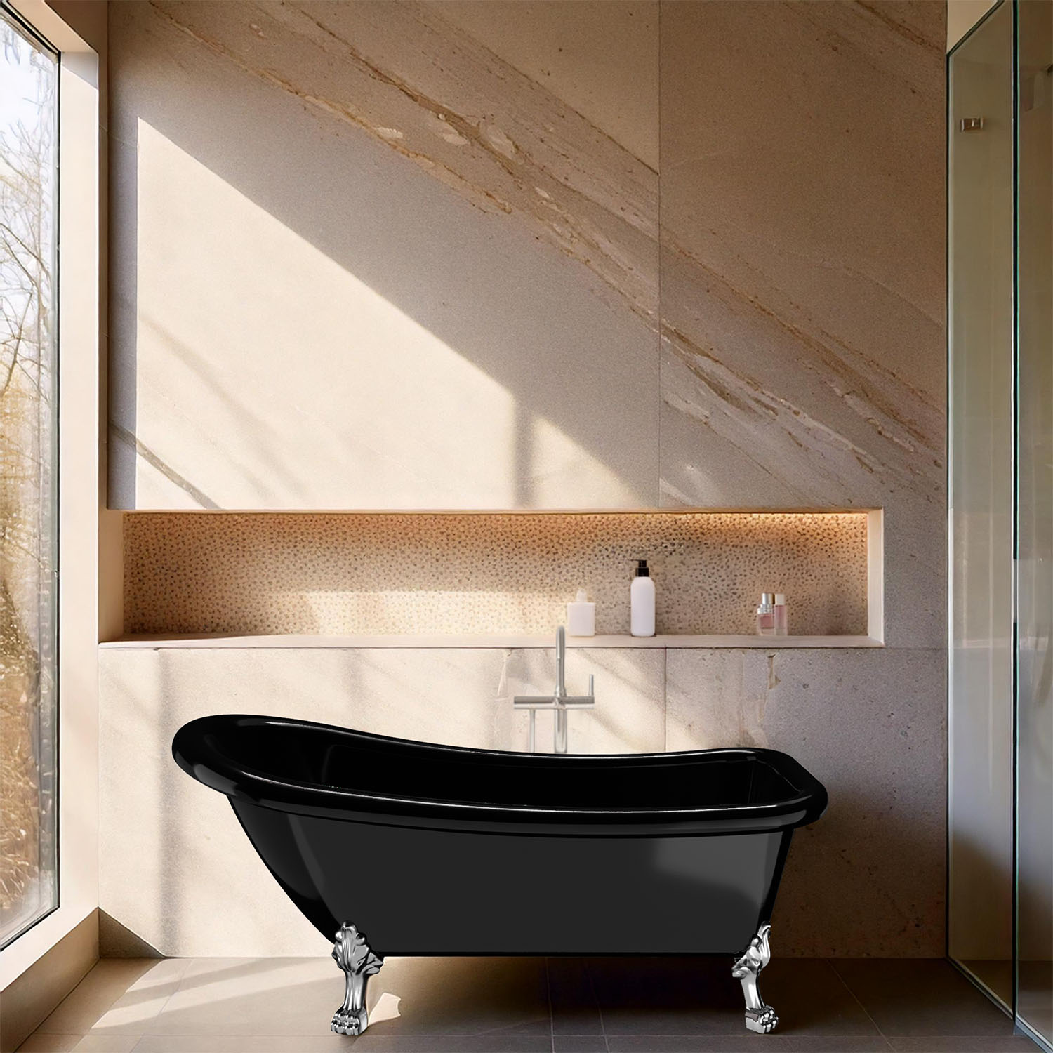 Tassbadkar Bathlife Ideal Svart | badrum - badkar - badkar-med-tassar | KakelKungen