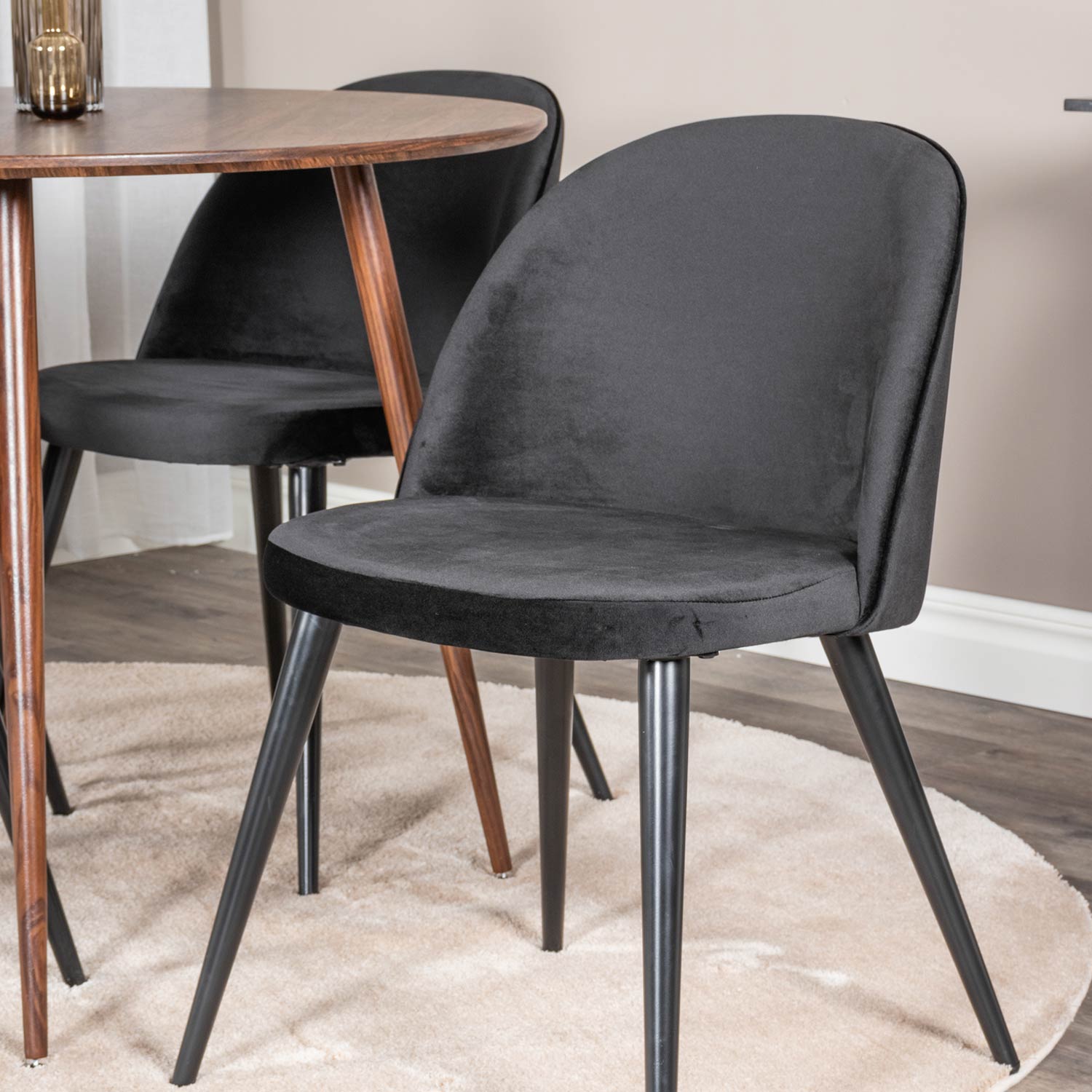 Spisegruppe Venture Home Plake med 4 Valentina Stoler Fløyel Rundt