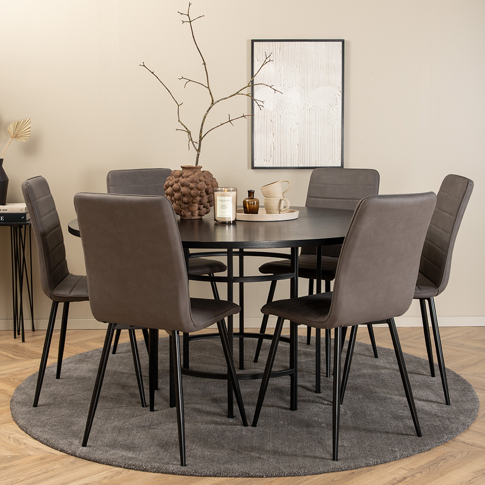Spisegruppe furniture/fashion Copenhagen Ø140 cm med 6 Windu Stoler