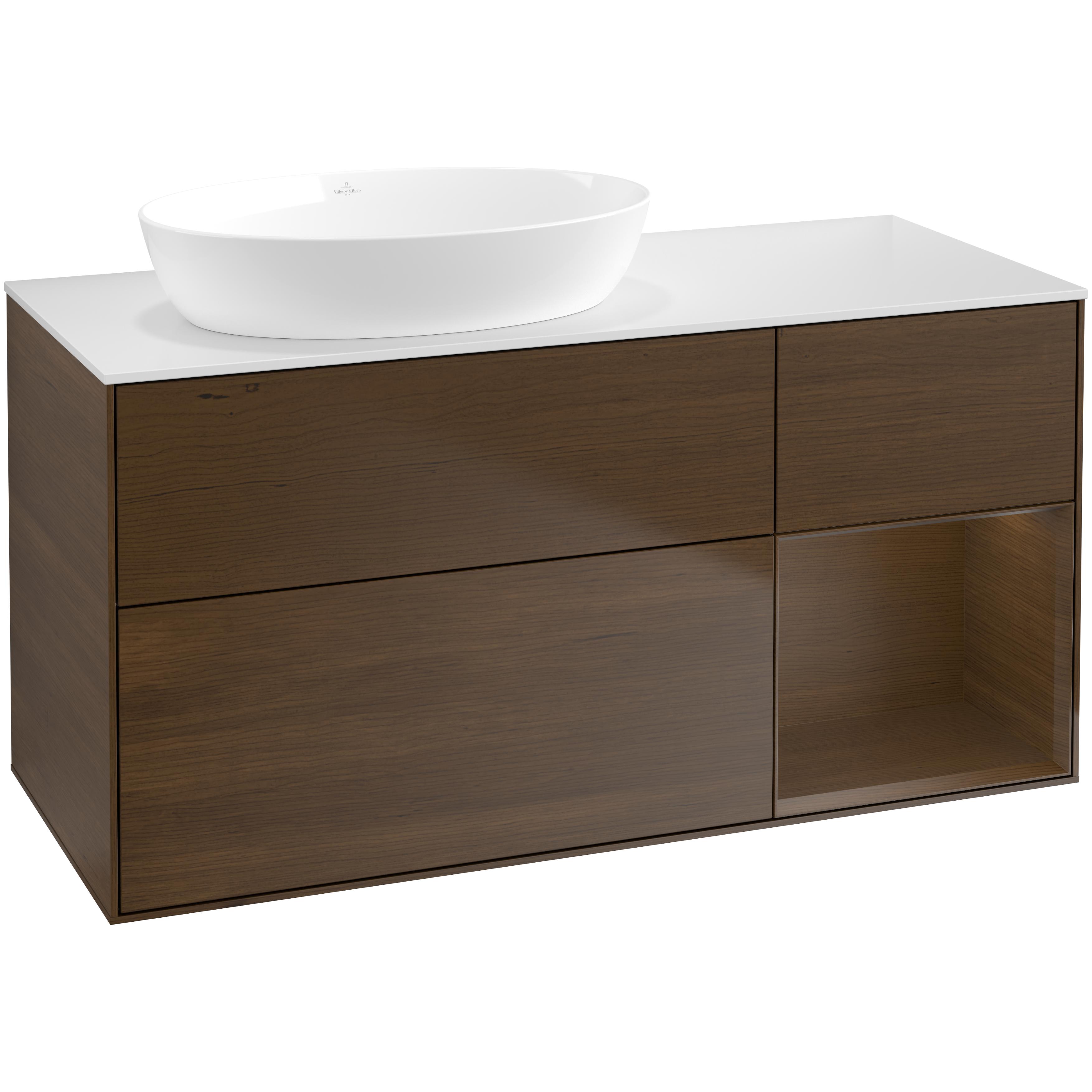 Tvättställsskåp Villeroy & Boch Finion med 3 Lådor Hylla och Bänkskiva för Ocentrerat Tvättställ från Artis & Collaro