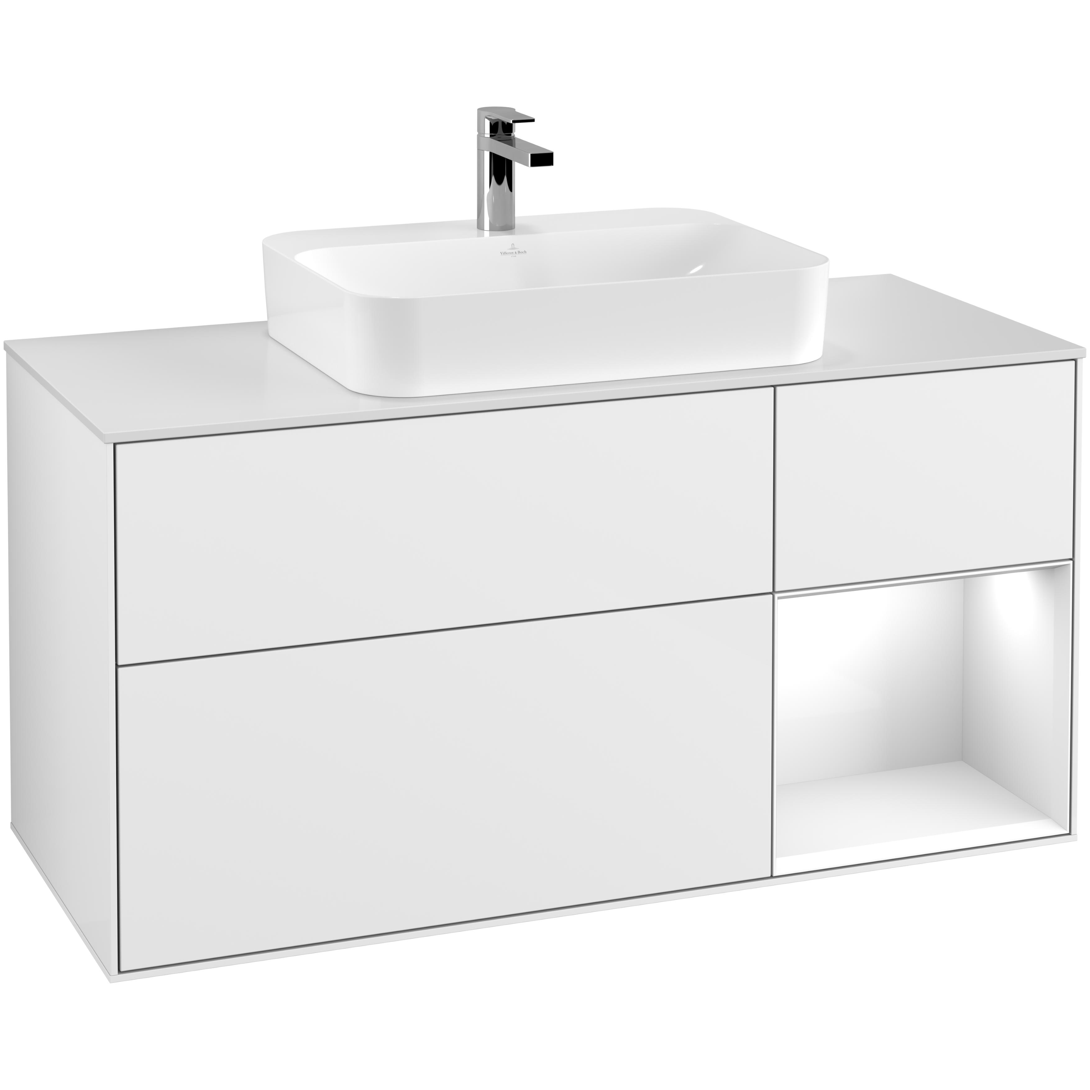 Tvättställsskåp Villeroy & Boch Finion med 3 Lådor Hylla och Bänkskiva för Ytmonterat Tvättställ