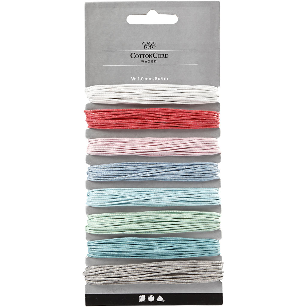 Bomullssnor Creativ Company Blandede Lyse Farger Tykkelse 1 mm 8x5 m/1 Pk