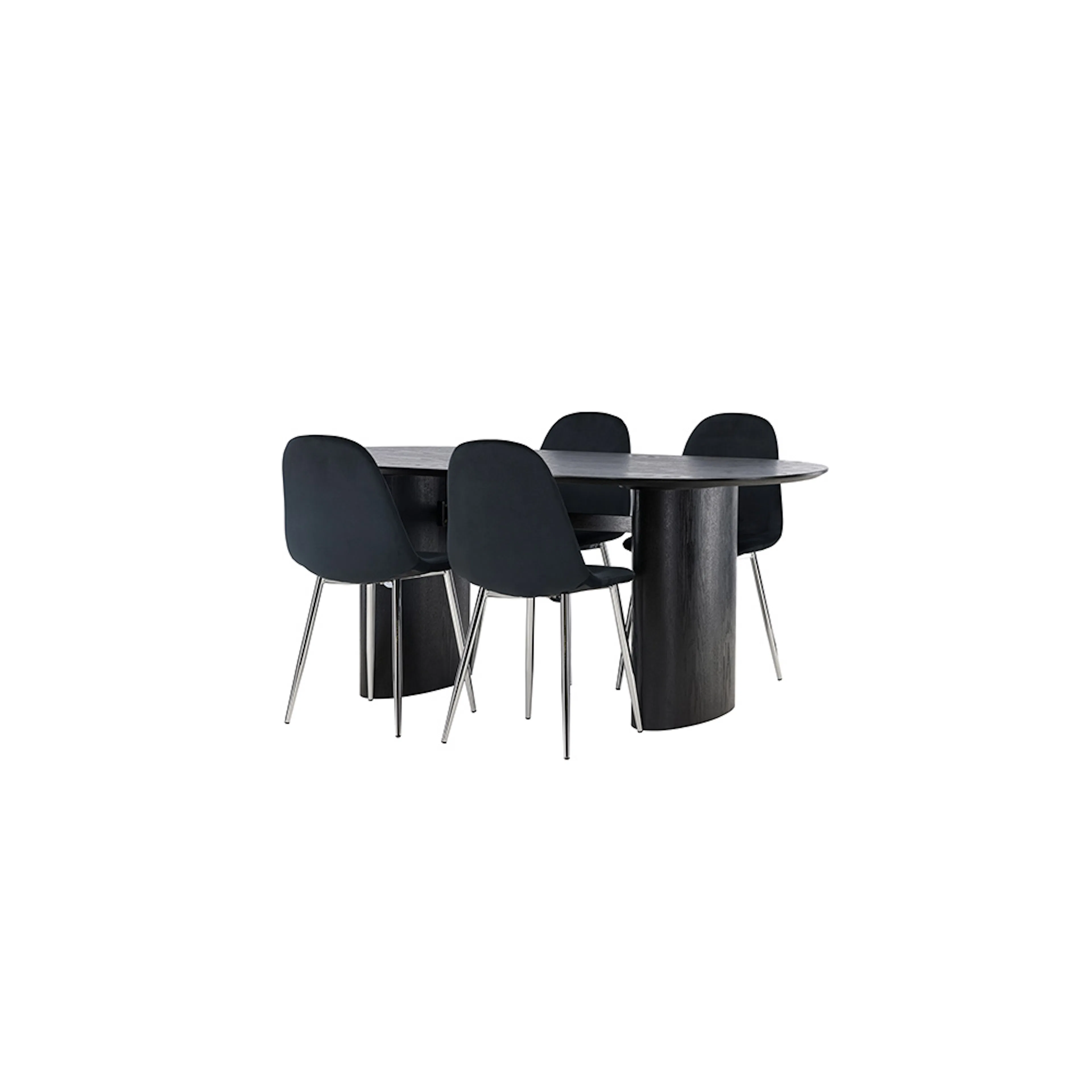 Matgrupp Venture Home Isolde med 4 st Polar stolar Sort/Krom