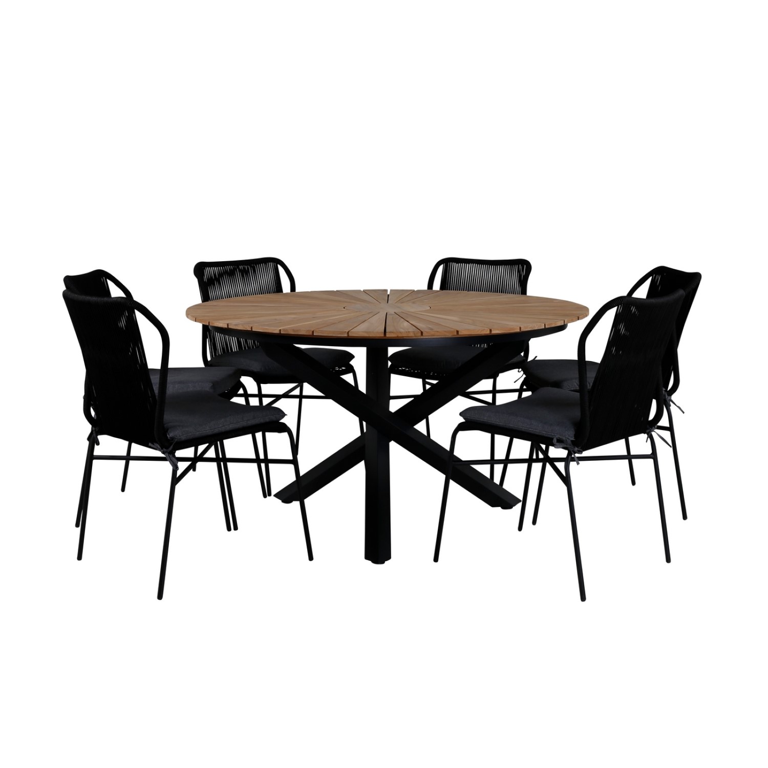 Spisegruppe Venture Home Meya med 6 Jefferson Stablebare Spisestoler