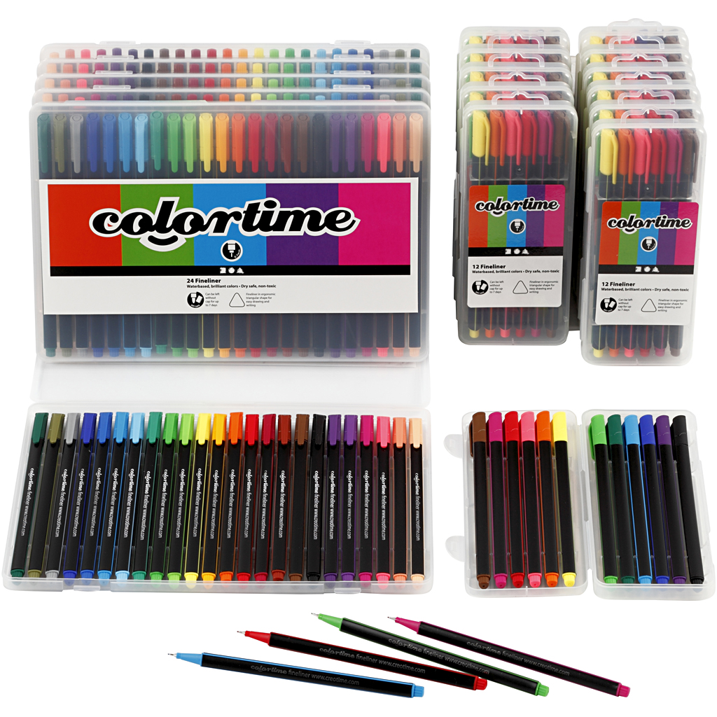 Colortime Fineliner Tusch, mixade färger, 18 förp./ 1 förp. Mixade Farger, 18 st
