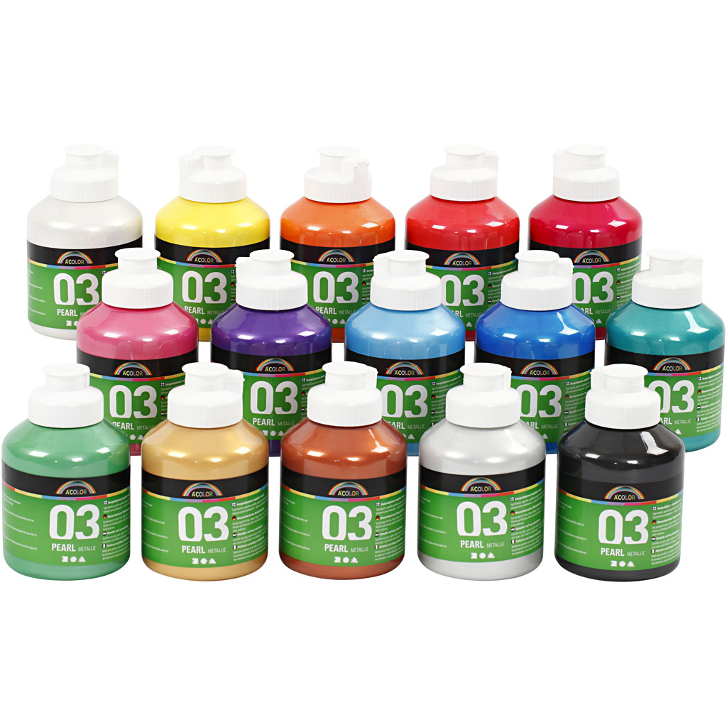 Akrylmaling Creativ Company A-color Ass Farger Nr 03 Metallic 15 stk 500 ml/1 Pk