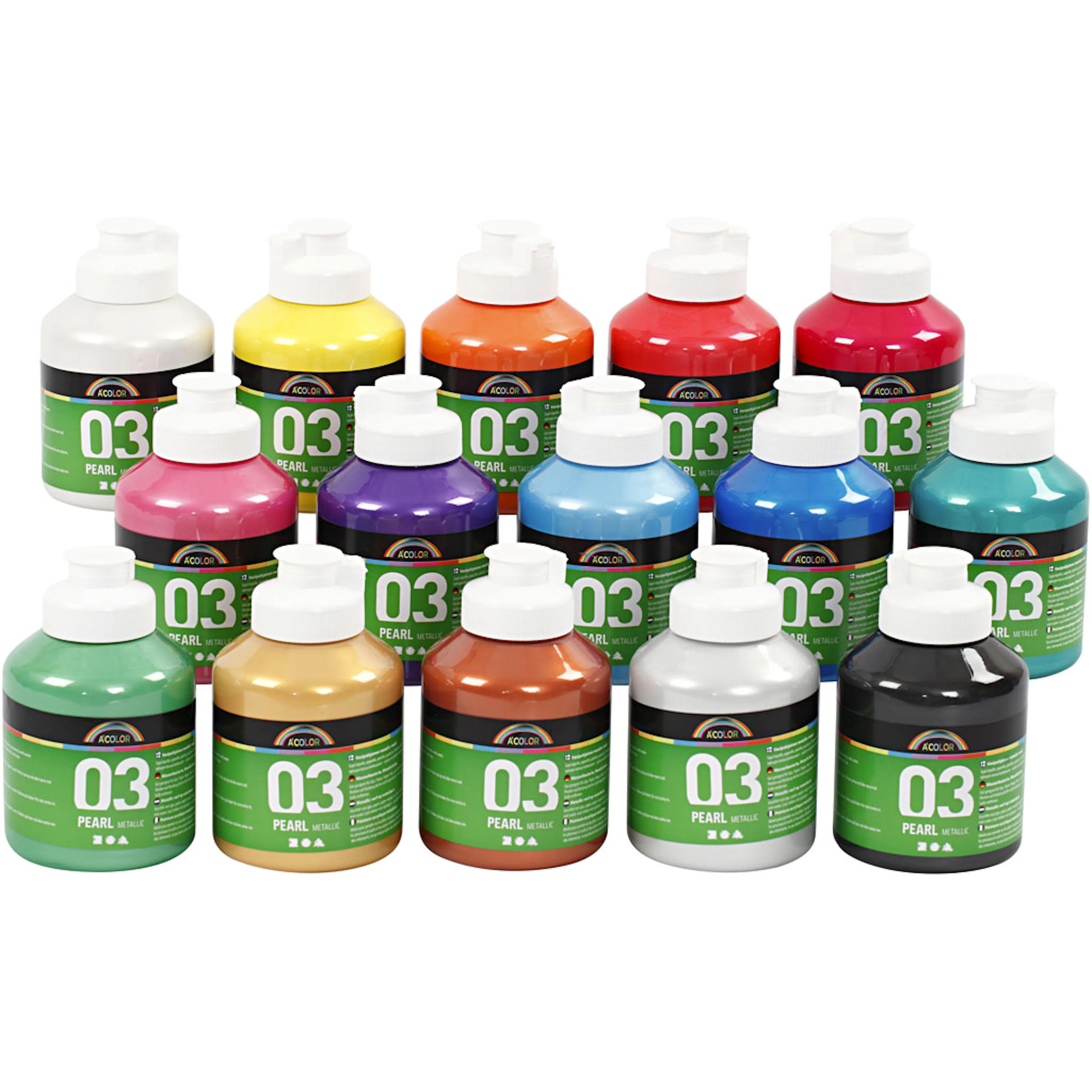 Akrylmaling Creativ Company A-color Ass Farger Nr 03 Metallic 15 stk 500 ml/1 Pk